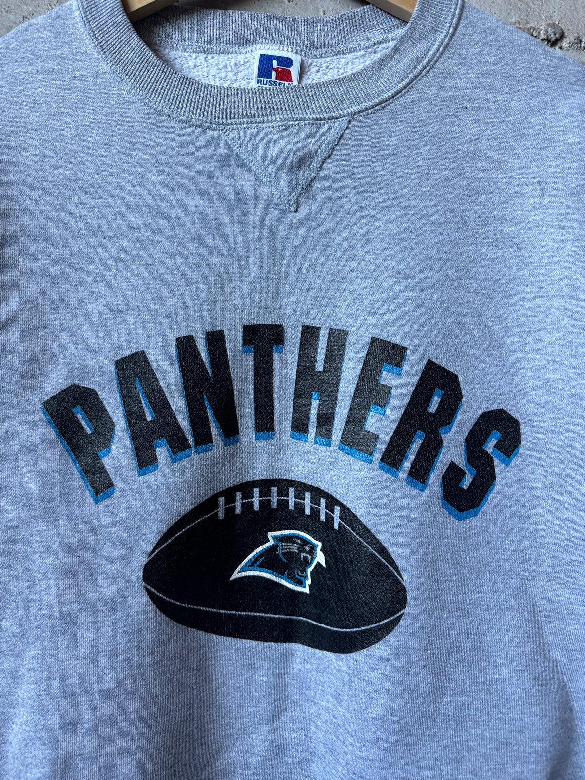 90’s Carolina Panthers Vintage Grey Russell Athletic Practice Style NFL Crewneck (Large)