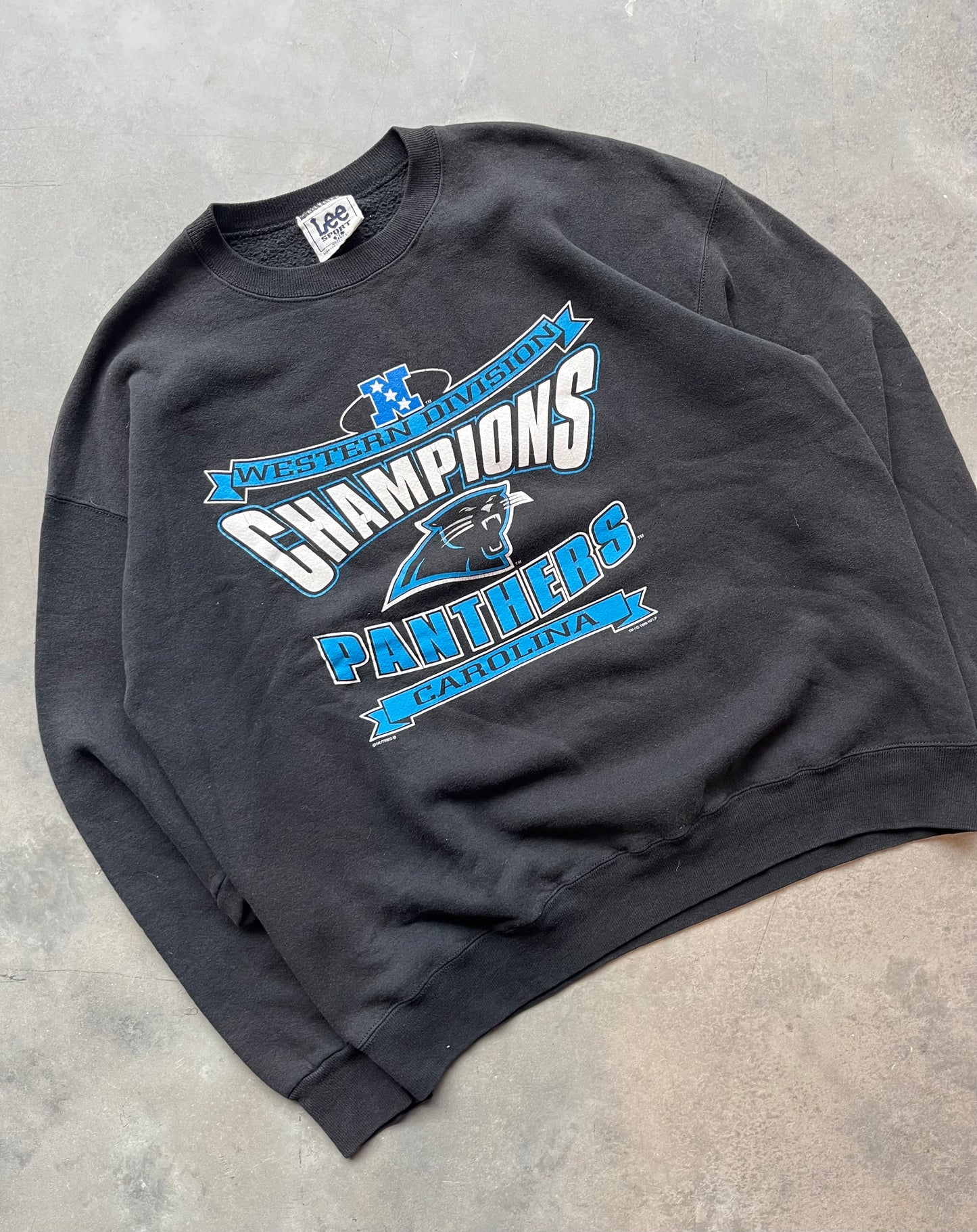 1996 Carolina Panthers Western Division Champions Vintage NFL Crewneck Sweatshirt (XL)