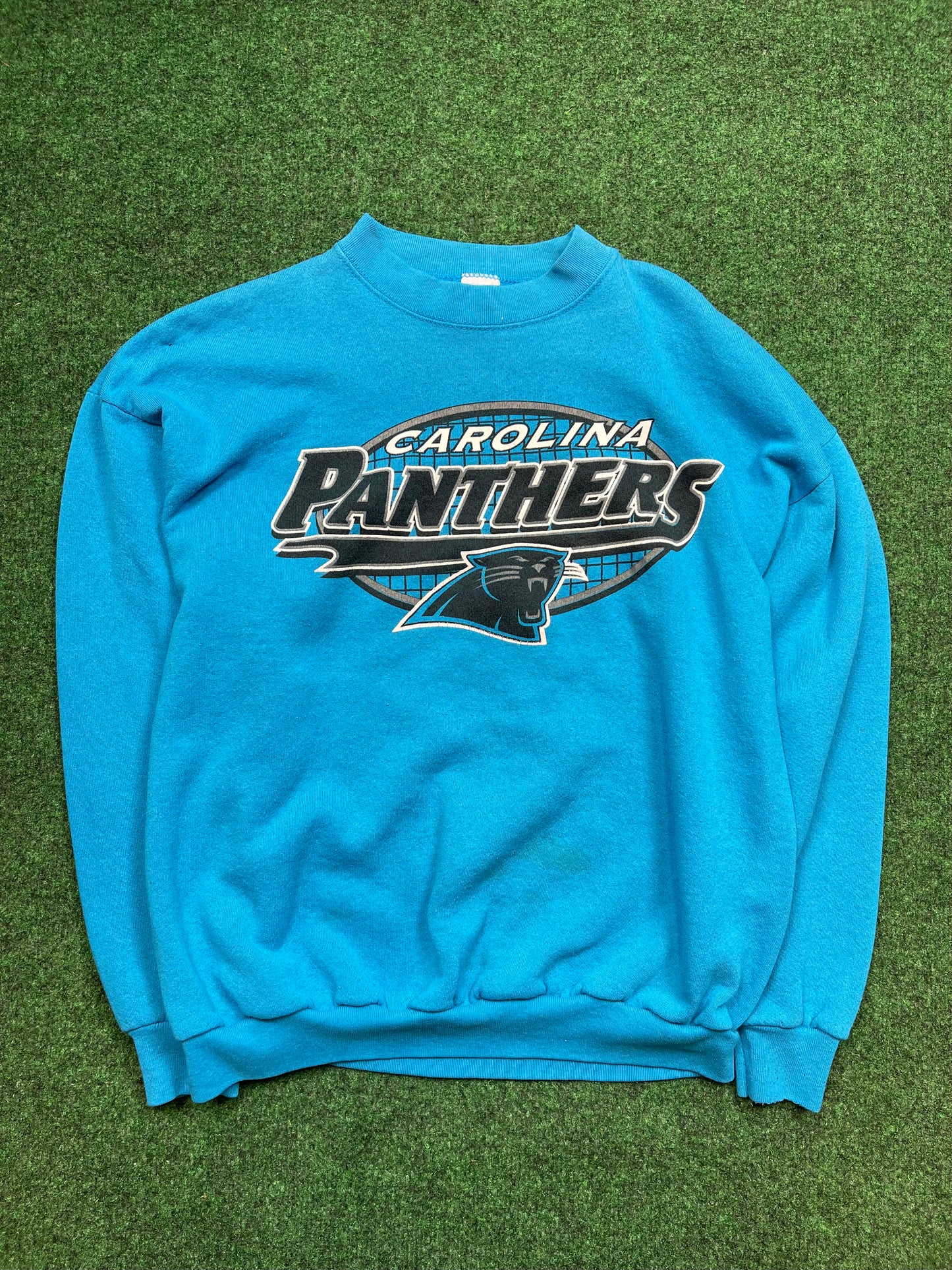 90’s Carolina Panthers Oval Logo Vintage NFL Crewneck (Large)