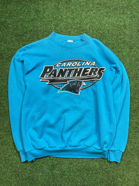 90’s Carolina Panthers Oval Logo Vintage NFL Crewneck (Large)