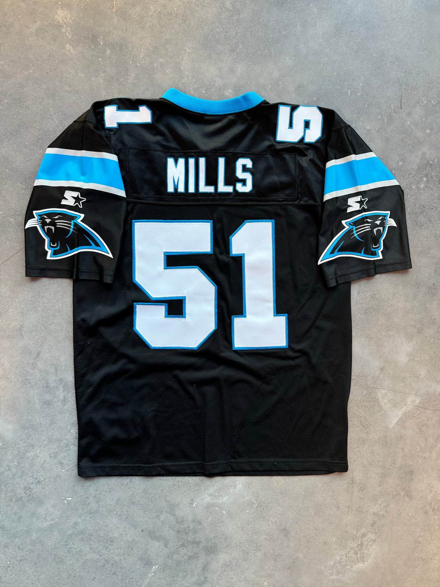 1995 Carolina Panthers Sam Mills Inaugural Season Vintage Black Starter Authentic Fully Stitched NFL Jersey (52/XL)