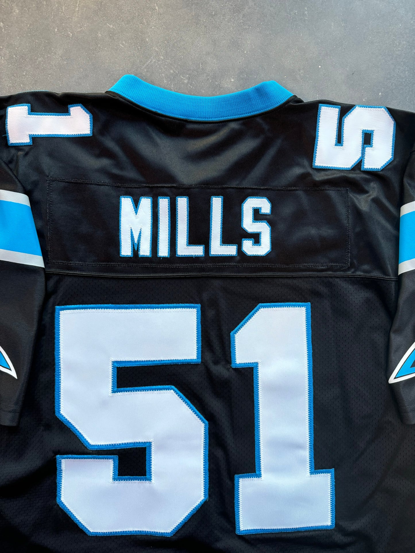 1995 Carolina Panthers Sam Mills Inaugural Season Vintage Black Starter Authentic Fully Stitched NFL Jersey (52/XL)