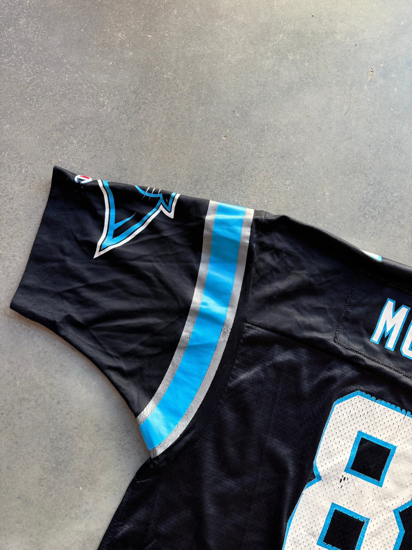 90’s Carolina Panthers Muhsin Muhammad Vintage Champion Black NFL Jersey (52/XXL)