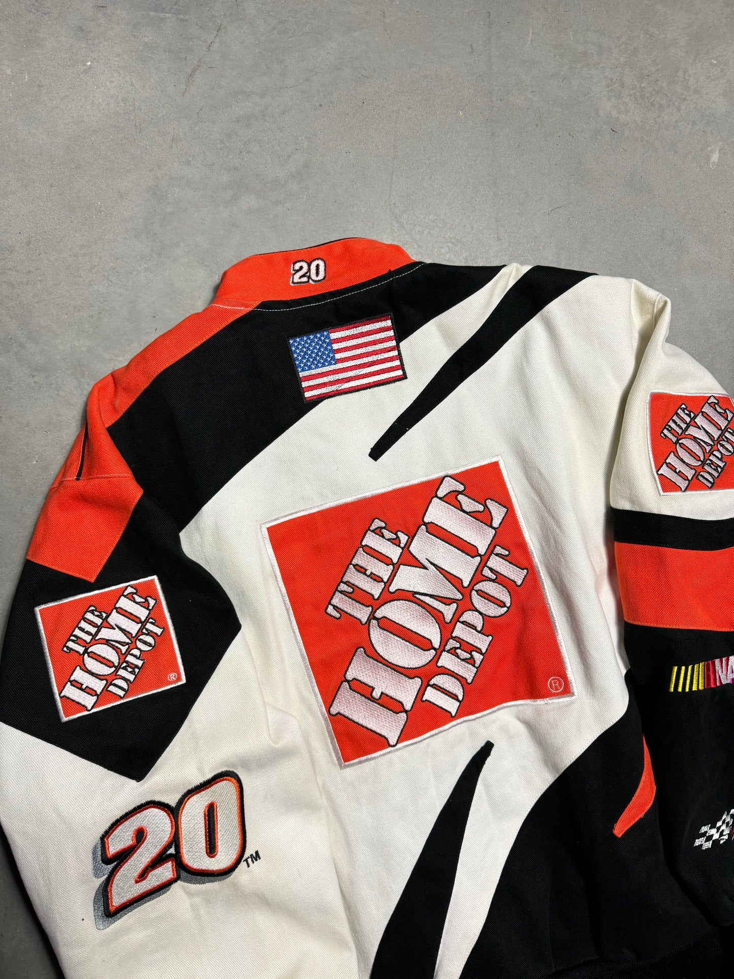 2002 Tony Stewart Home Depot Racing Jeff Hamilton Fully Embroidered NASCAR Winston Cup Series Jacket (XL)