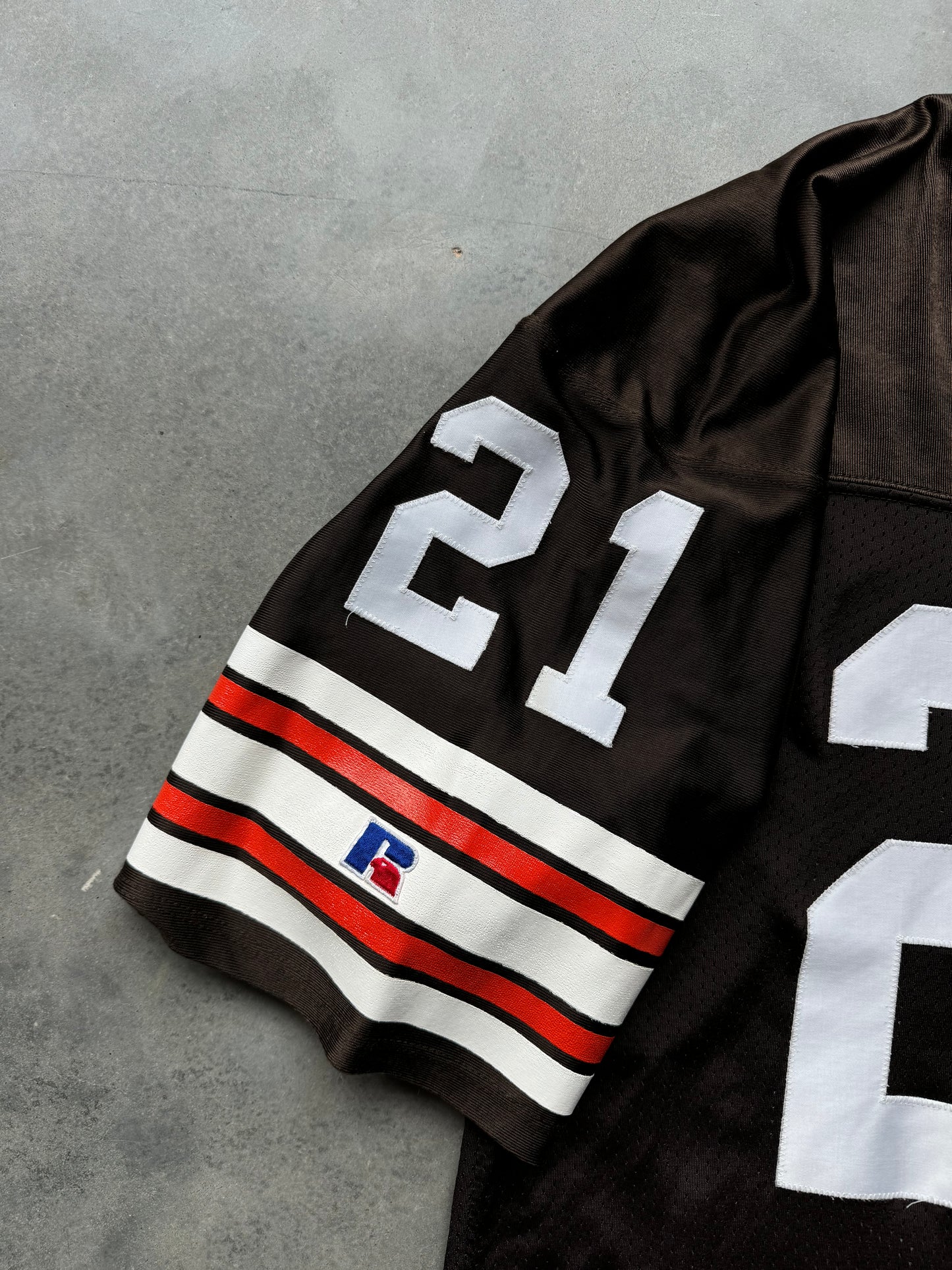 90’s Cleveland Browns Eric Metcalf Vintage Brown Russell Athletic Stitched NFL Authentic Jersey (44/Large)