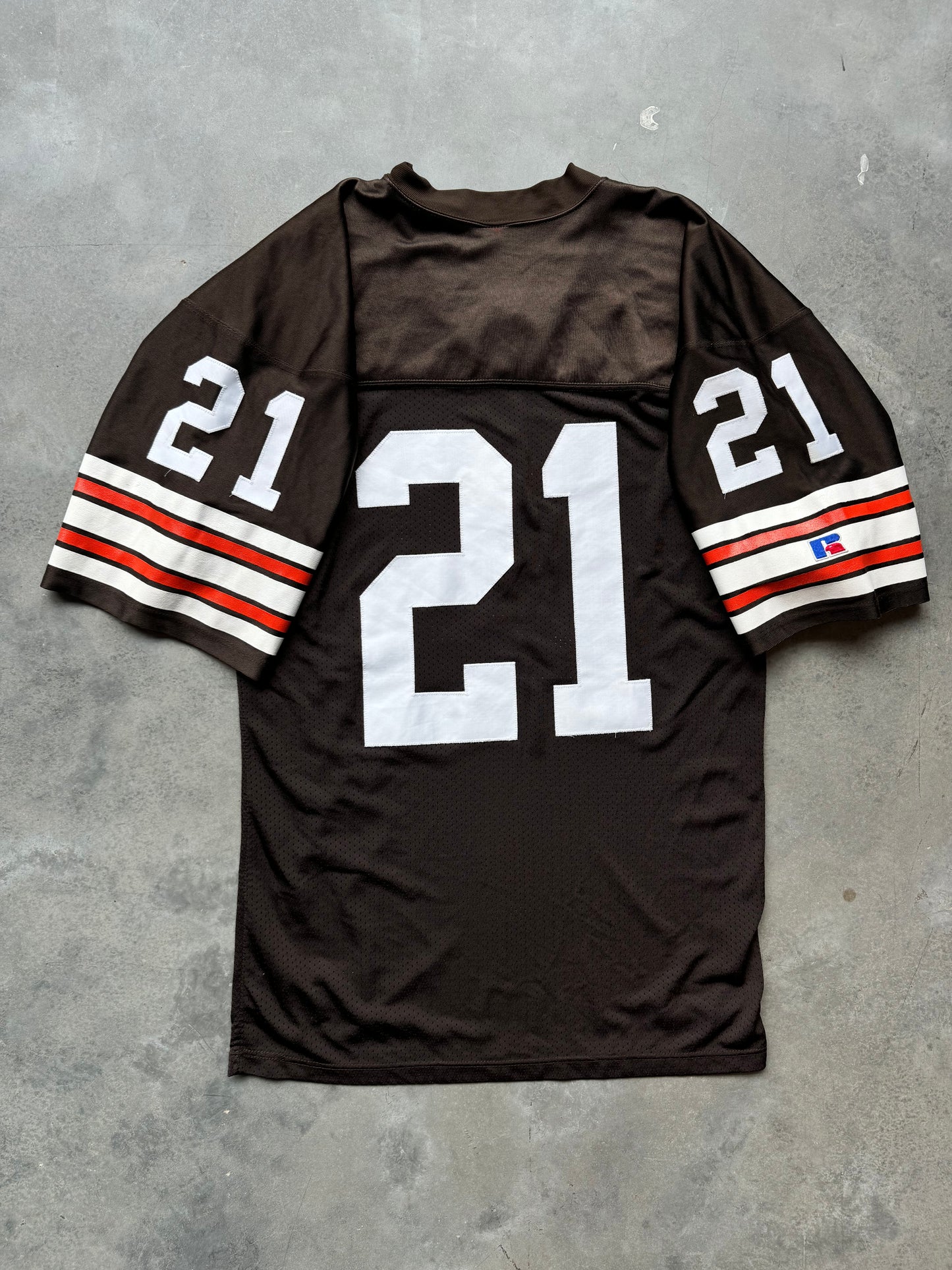 90’s Cleveland Browns Eric Metcalf Vintage Brown Russell Athletic Stitched NFL Authentic Jersey (44/Large)