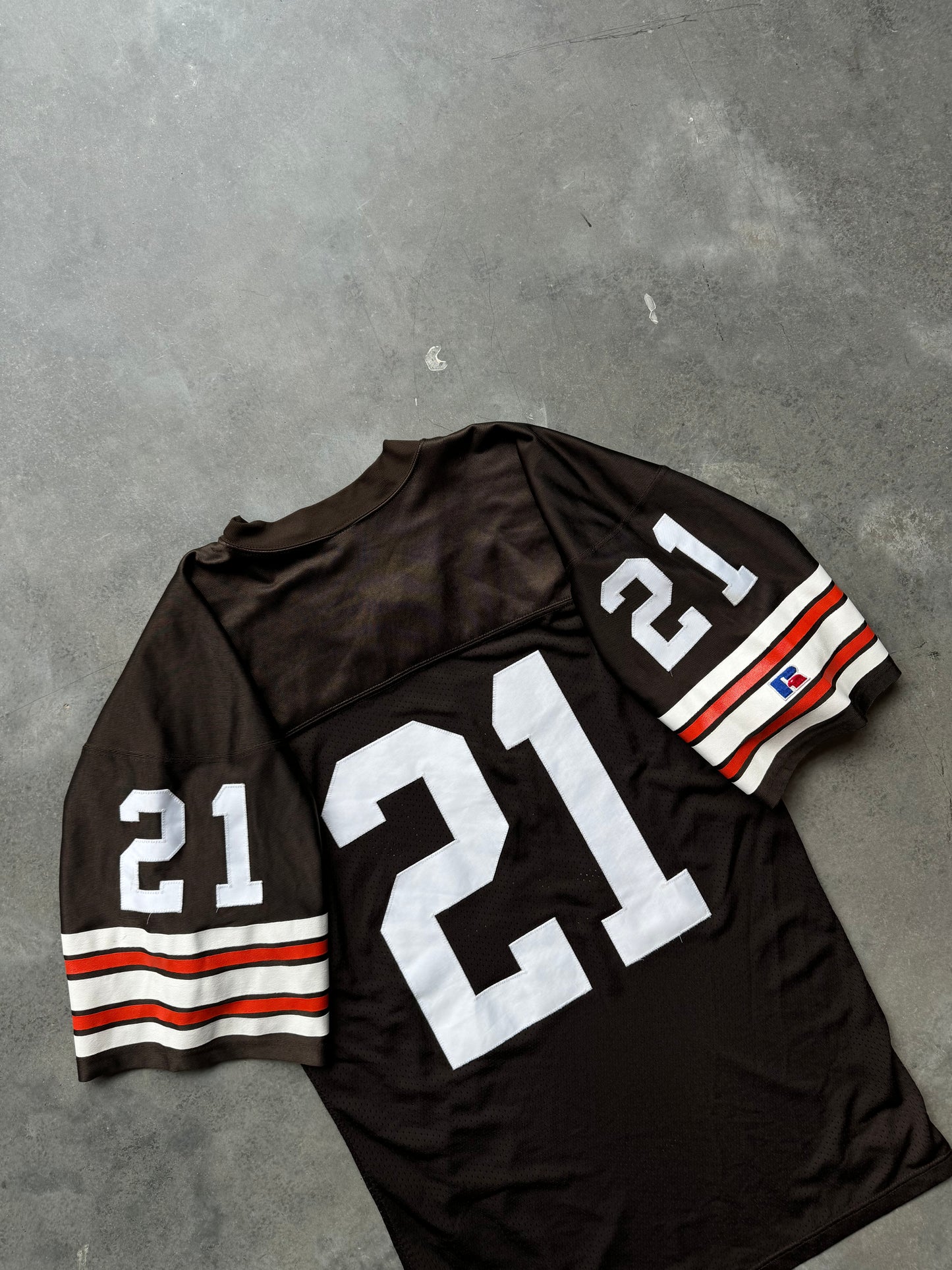 90’s Cleveland Browns Eric Metcalf Vintage Brown Russell Athletic Stitched NFL Authentic Jersey (44/Large)