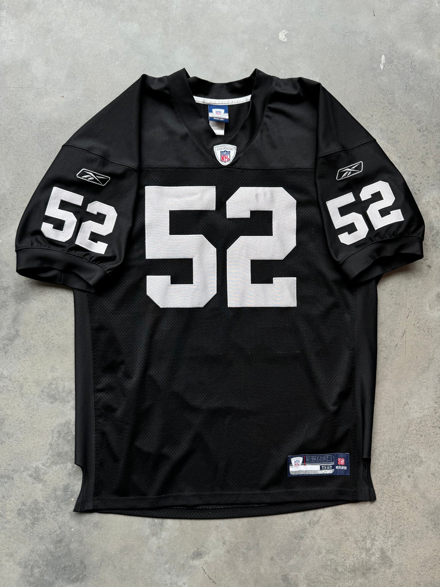 00’s Oakland Raiders Kirk Morrison Vintage Black Reebok Fully Stitched On Field Authentic NFL Jersey (52/XXL)