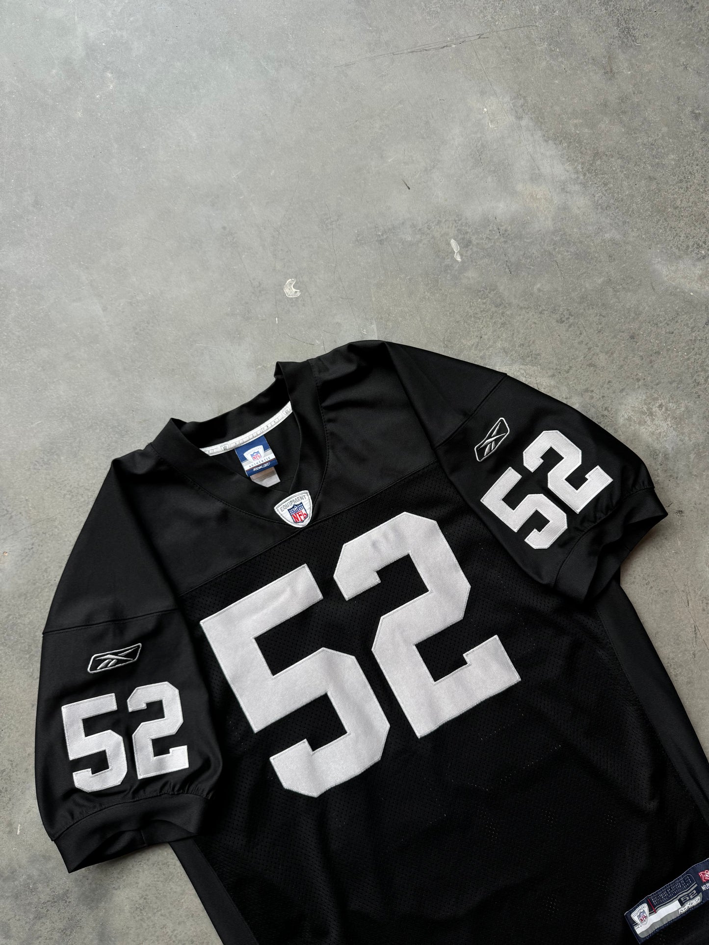 00’s Oakland Raiders Kirk Morrison Vintage Black Reebok Fully Stitched On Field Authentic NFL Jersey (52/XXL)