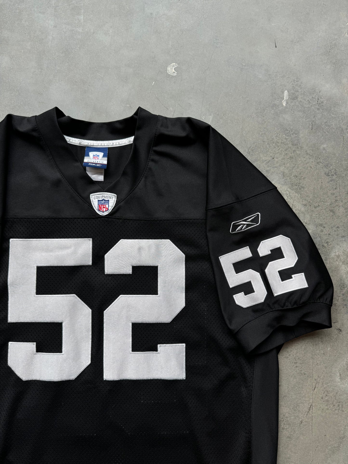 00’s Oakland Raiders Kirk Morrison Vintage Black Reebok Fully Stitched On Field Authentic NFL Jersey (52/XXL)