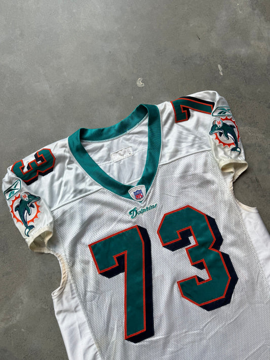 2005 Miami Dolphins Stockar McDougle Vintage White Reebok Game Worn NFL Jersey (Size 48)