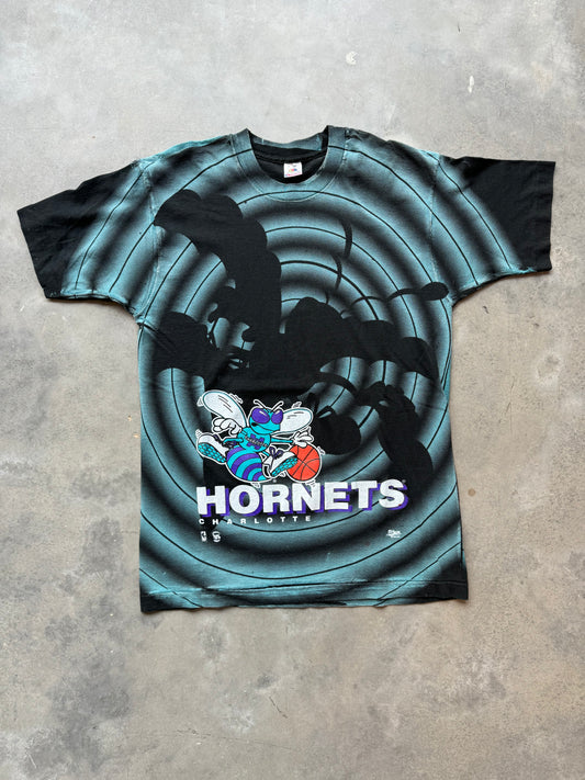 90’s Charlotte Hornets Vintage Salem Sportswear Vintage Shadow Print NBA Tee (Large)