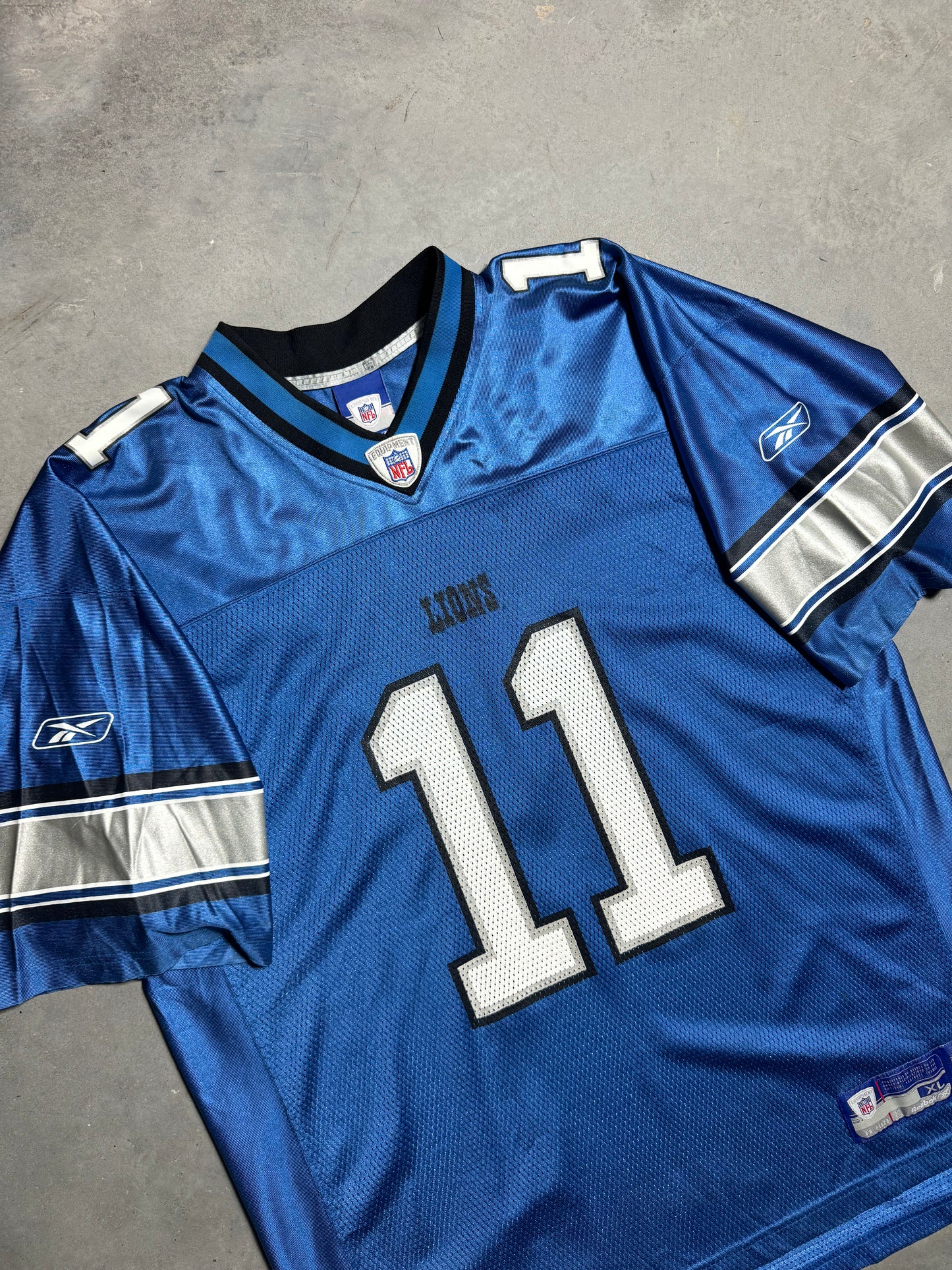 00’s Detroit Lions Roy Williams Vintage Blue Reebok NFL Jersey (XL)