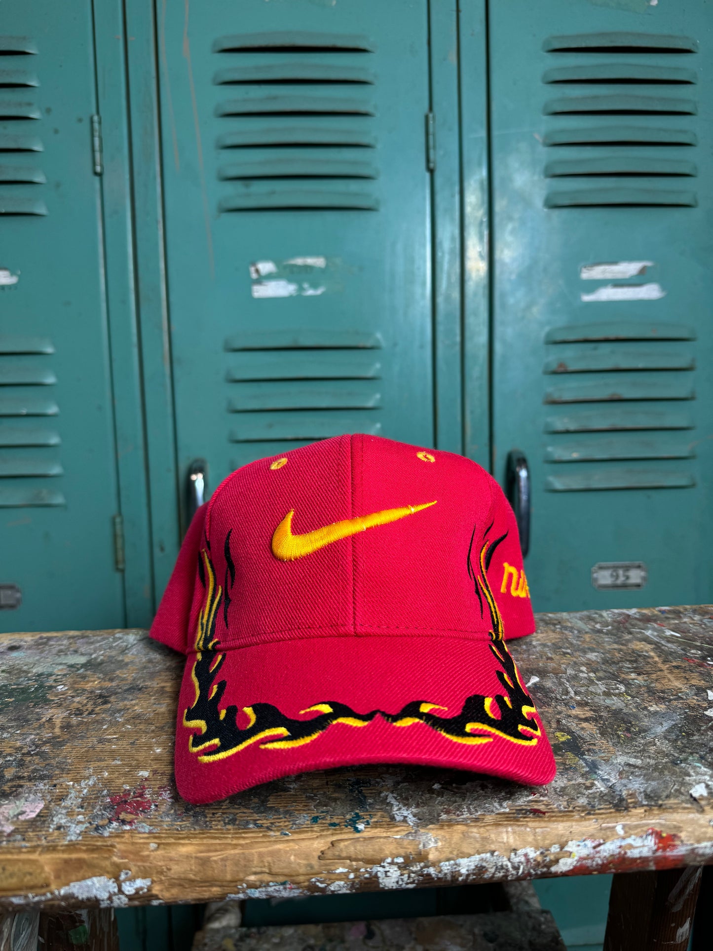 90’s Nike Inspired Air Bakin Vintage Flames Strapback Hat - Deadstock (OSFA)