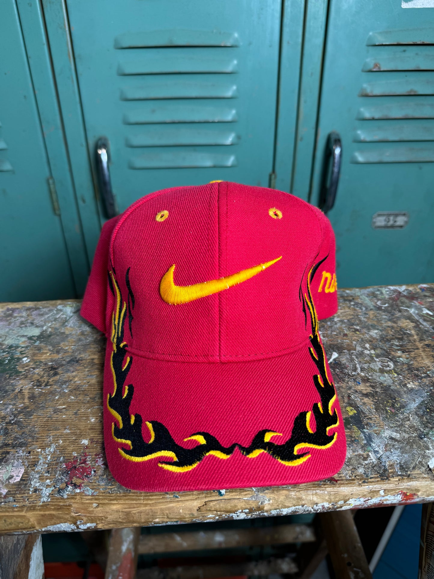 90’s Nike Inspired Air Bakin Vintage Flames Strapback Hat - Deadstock (OSFA)