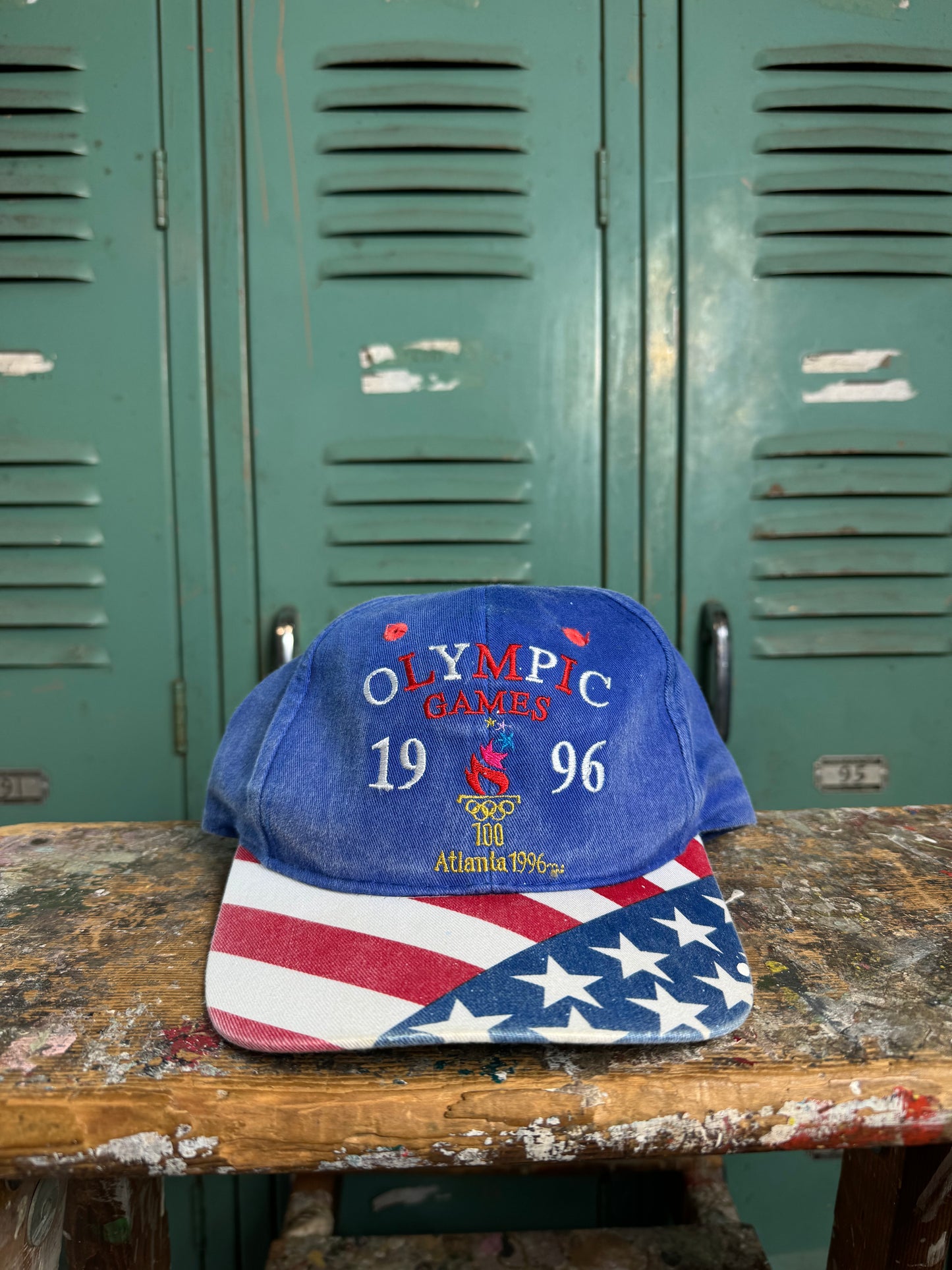 1996 Atlanta Olympics Vintage Flag Print Snapback Hat (Youth)