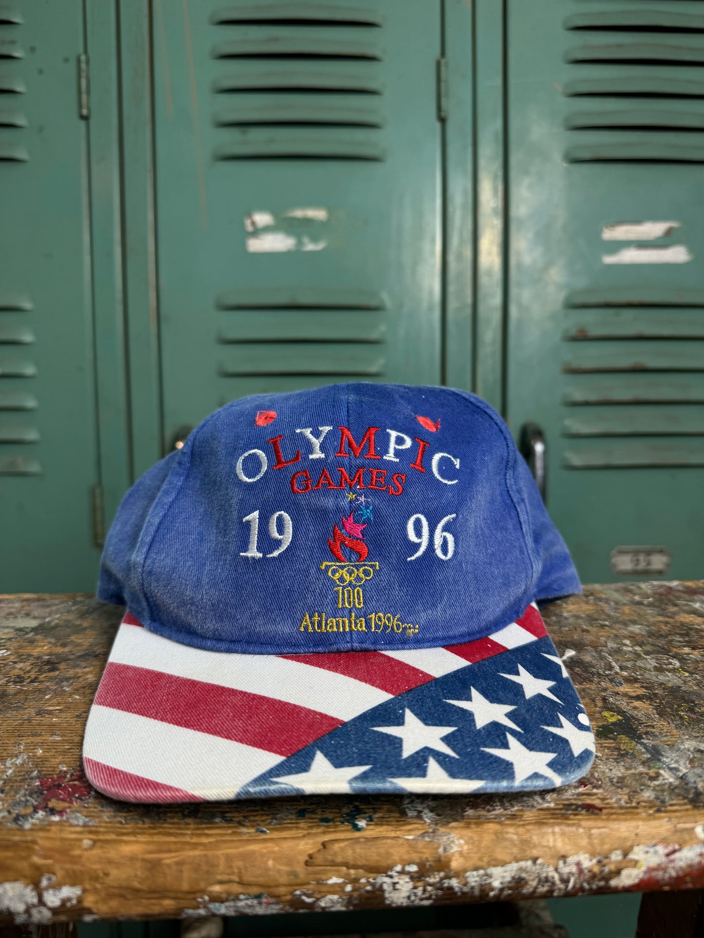 1996 Atlanta Olympics Vintage Flag Print Snapback Hat (Youth)