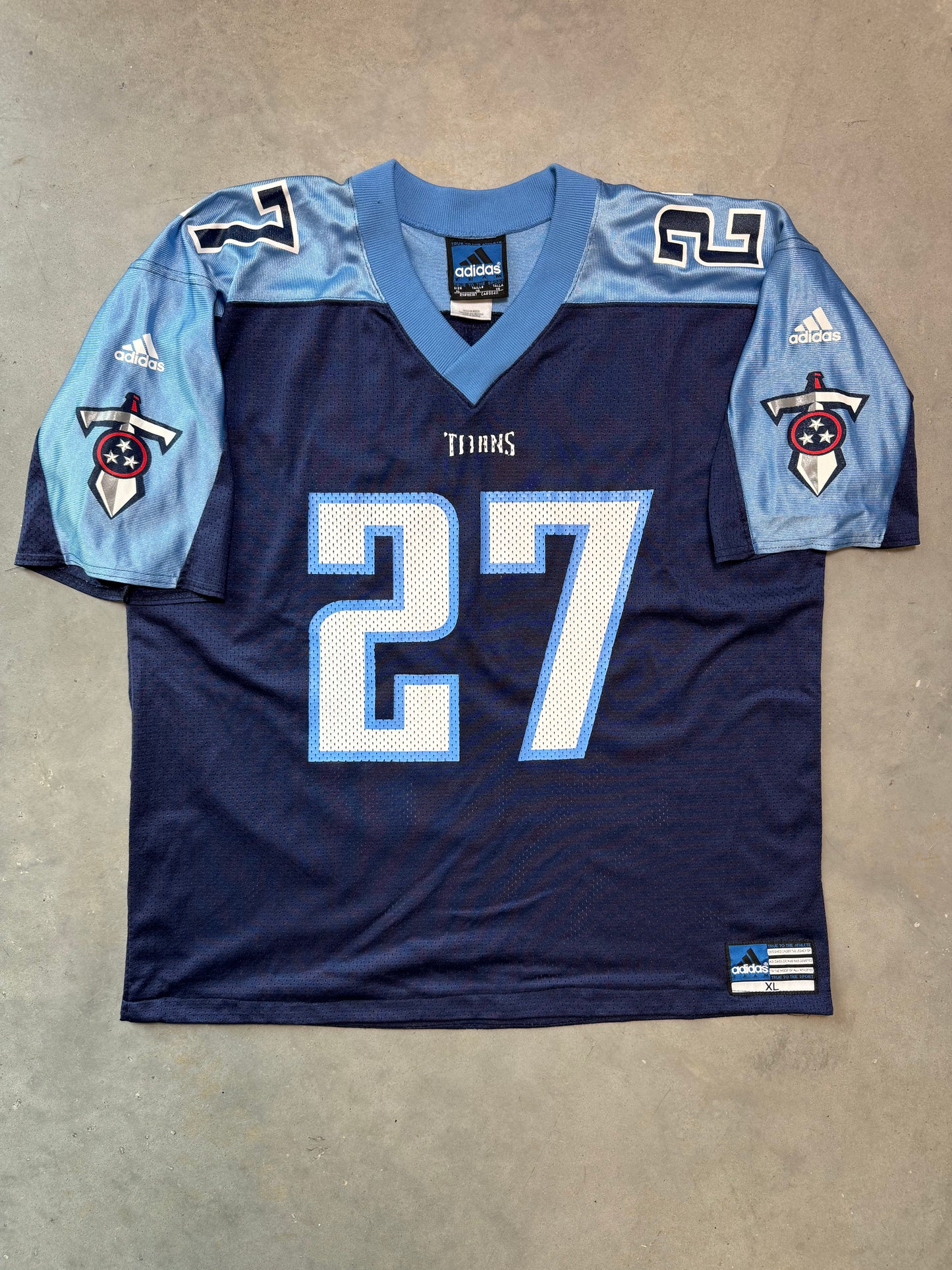 90’s Tennessee Titans Eddie George Vintage Cropped Fit Adidas NFL Jersey (XL)