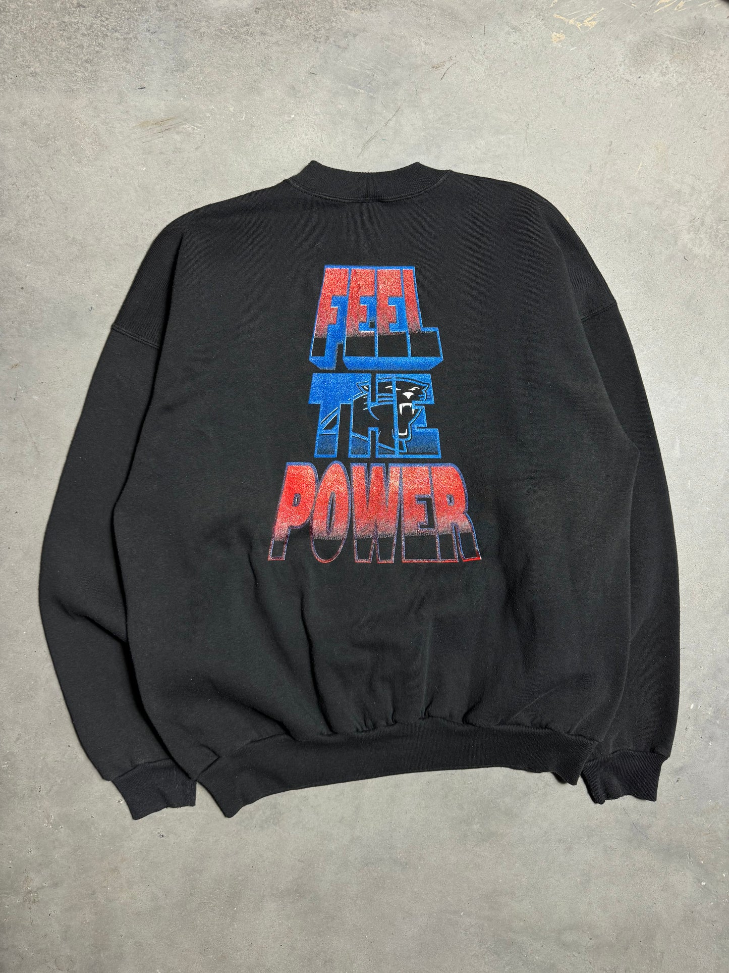 1996 Carolina Panthers Vintage “Feel the Power” NFL Playoffs Paw Print Graphic Crewneck (XL)