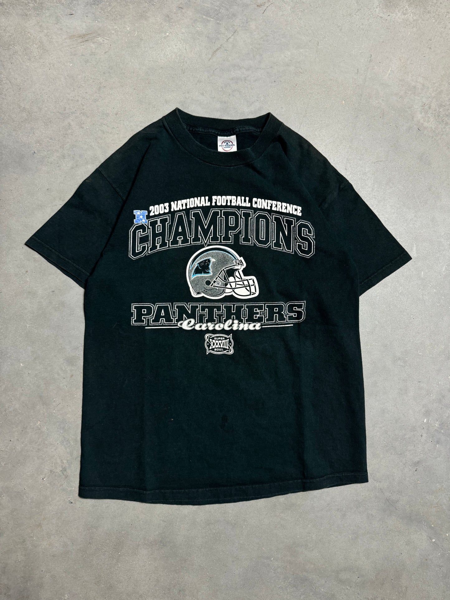 2003 Carolina Panthers NFC Champions Vintage Super Bowl XXXVIII NFL Tee (Medium)