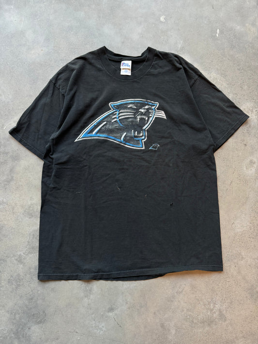 90’s Carolina Panthers Vintage Black Pro Player Big Logo NFL Tee (XXL)