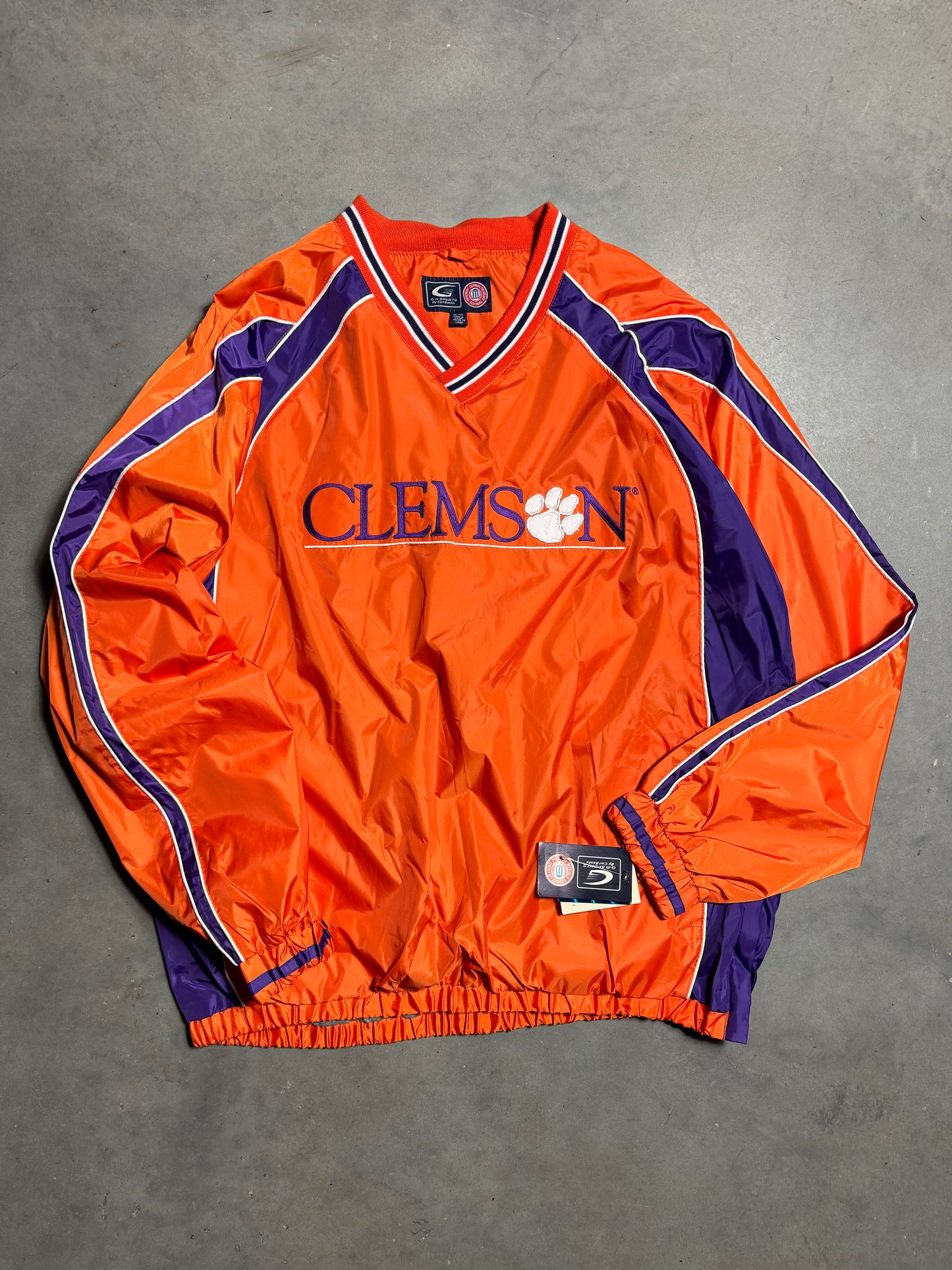 00’s Clemson Tigers Orange/Purple Colorblocked College Windbreaker Pullover - Deadstock (XL)