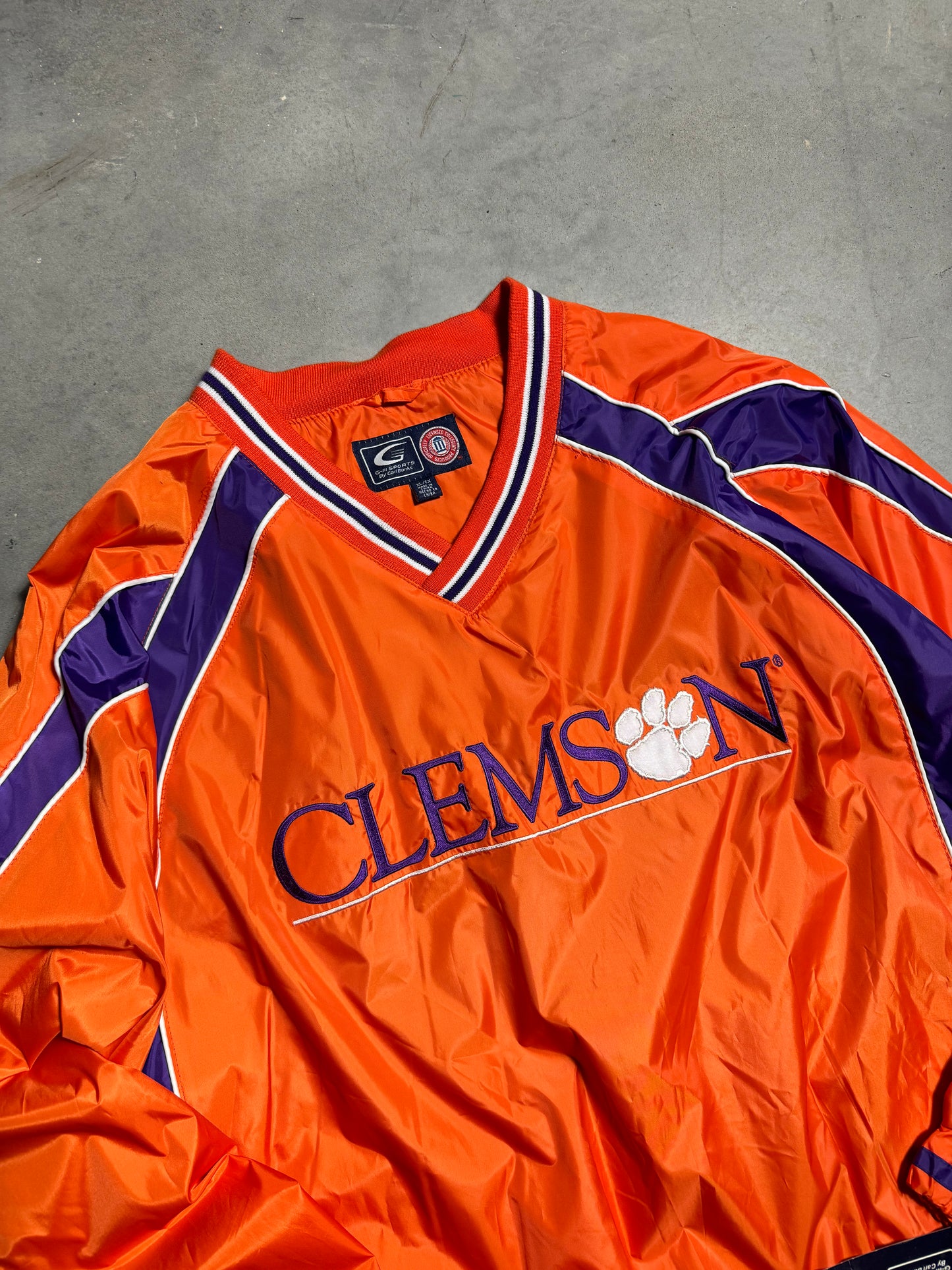 00’s Clemson Tigers Orange/Purple Colorblocked College Windbreaker Pullover - Deadstock (XL)