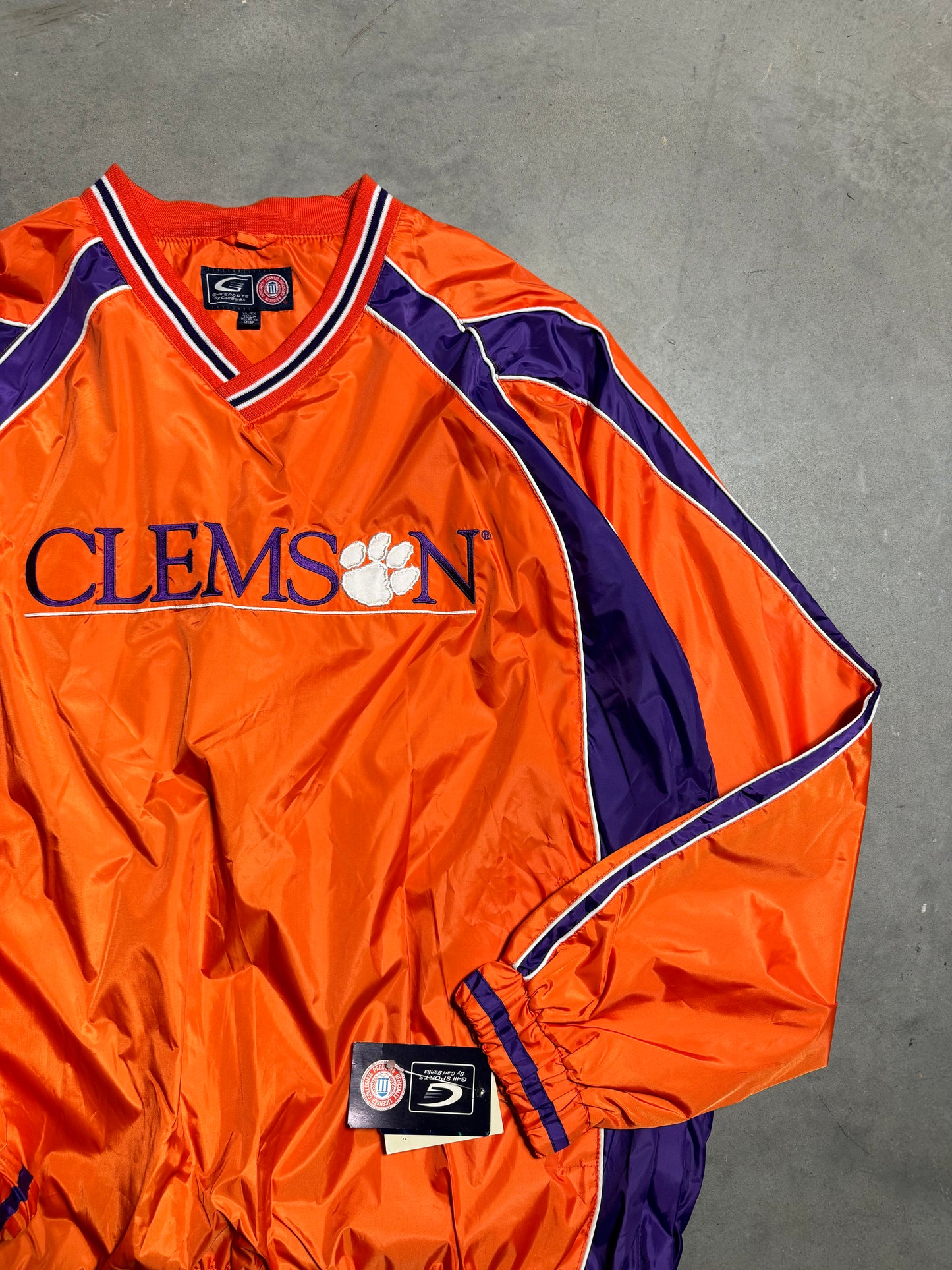 00’s Clemson Tigers Orange/Purple Colorblocked College Windbreaker Pullover - Deadstock (XL)