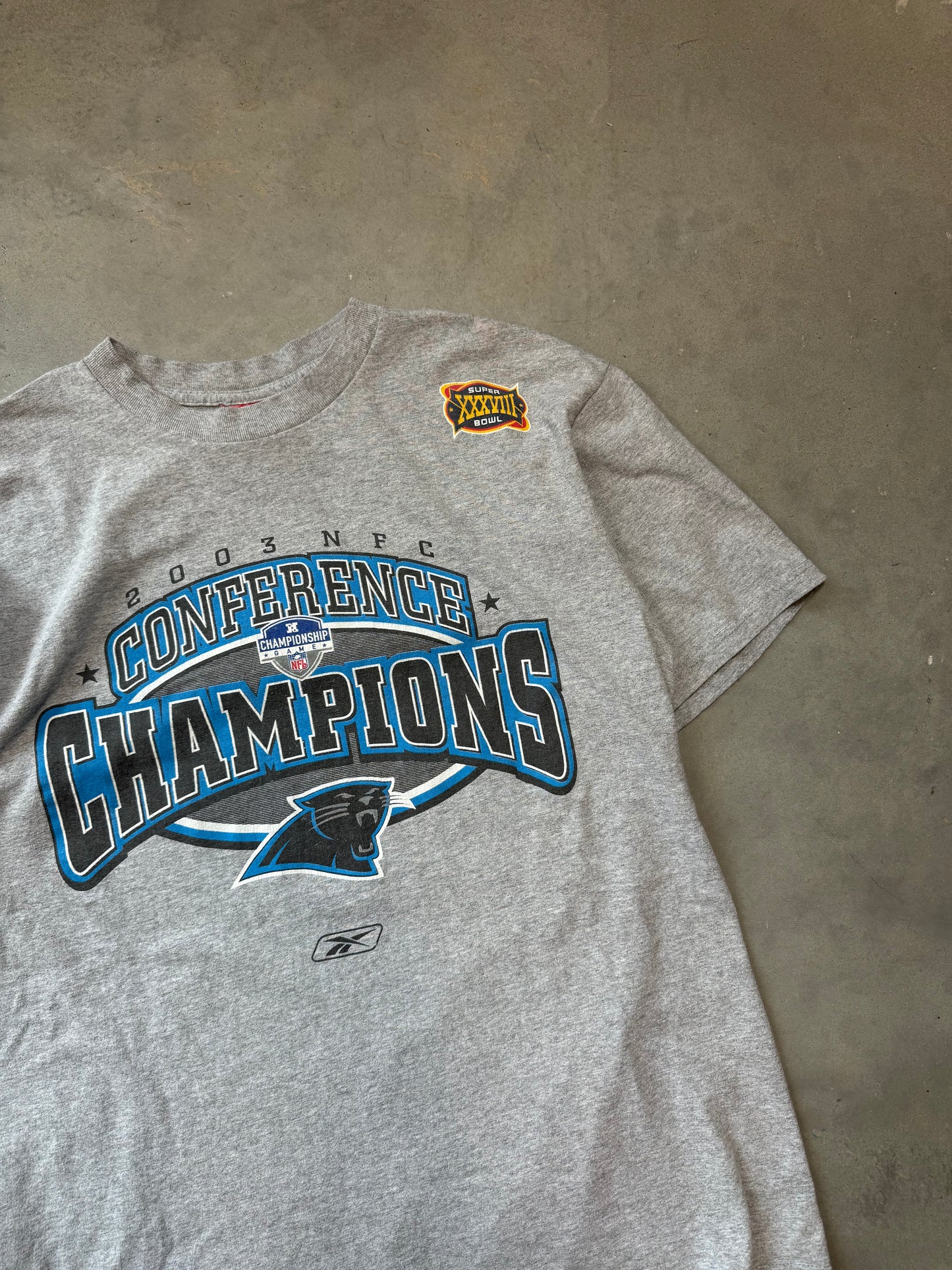 2003 Carolina Panthers Vintage NFC Conference Champions Reebok NFL Tee (Medium)