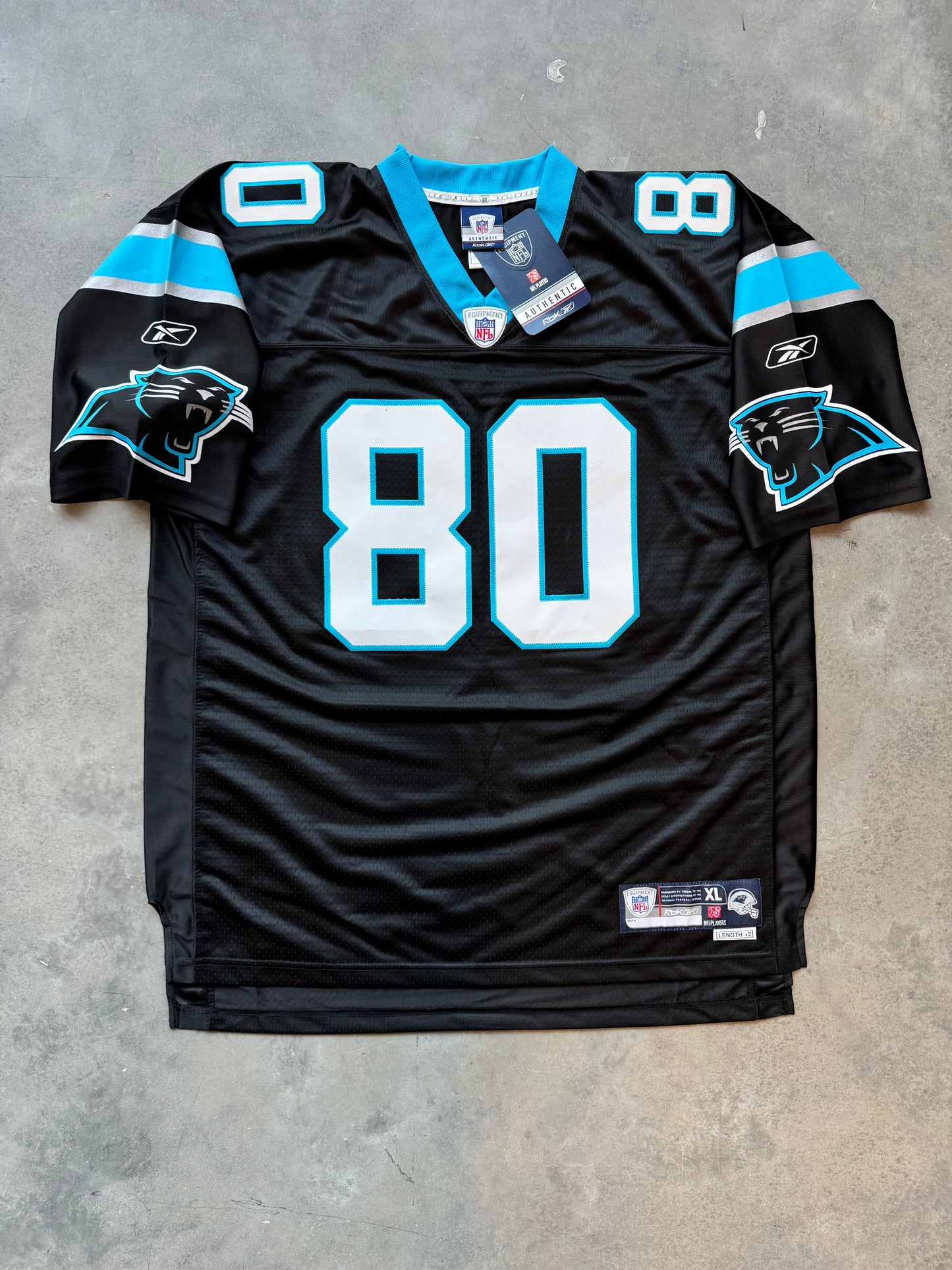 2008 Carolina Panthers Dwayne Jarrett Vintage Black Reebok Stitched NFL Jersey - Deadstock & Autographed (Size XL)