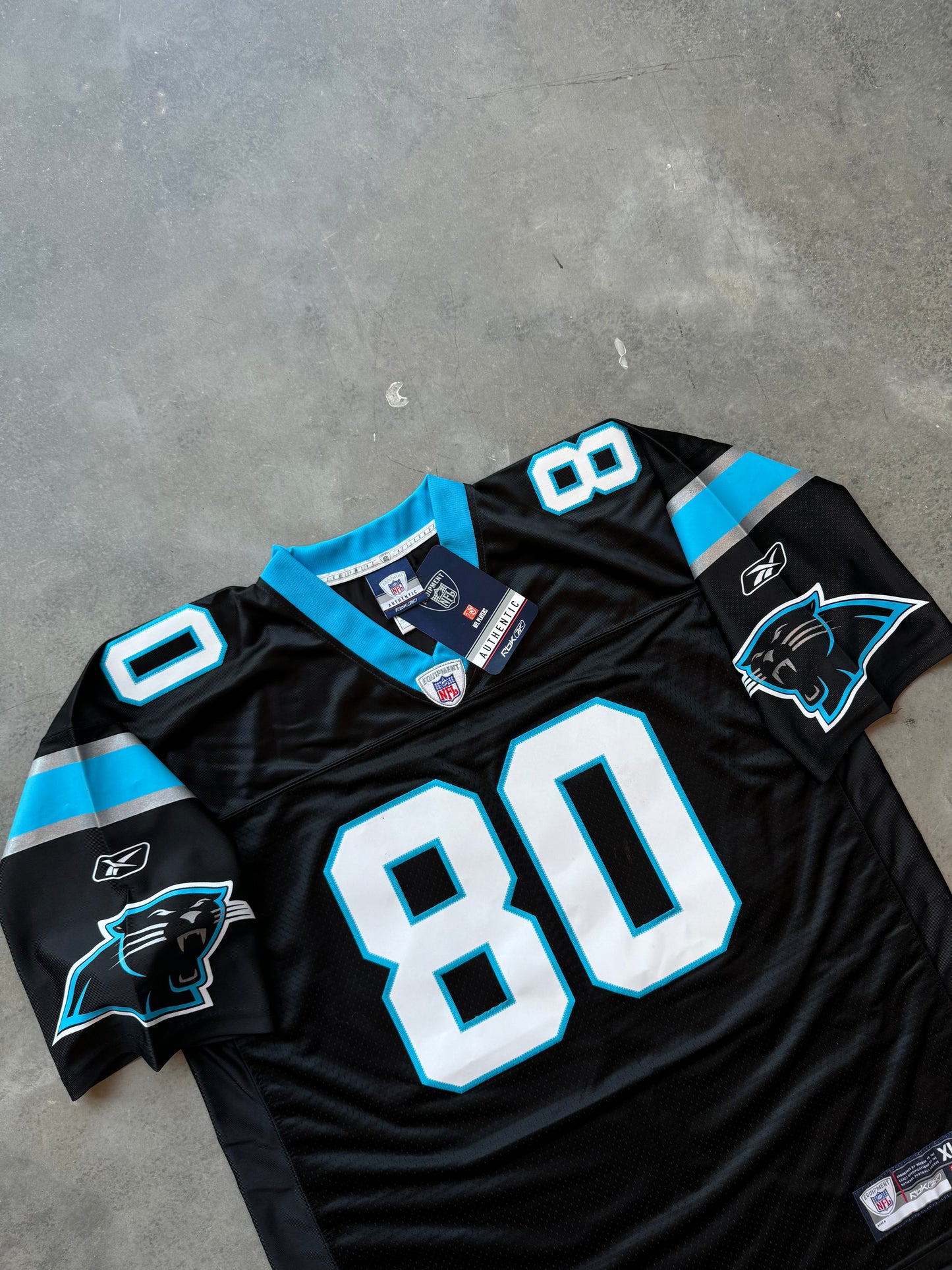 2008 Carolina Panthers Dwayne Jarrett Vintage Black Reebok Stitched NFL Jersey - Deadstock & Autographed (Size XL)