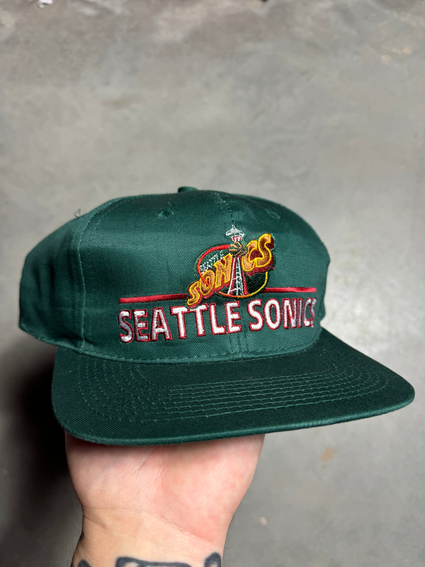 90’s Seattle Supersonics Vintage Green AnnCo. NBA Snapback Hat - Deadstock (OSFA)