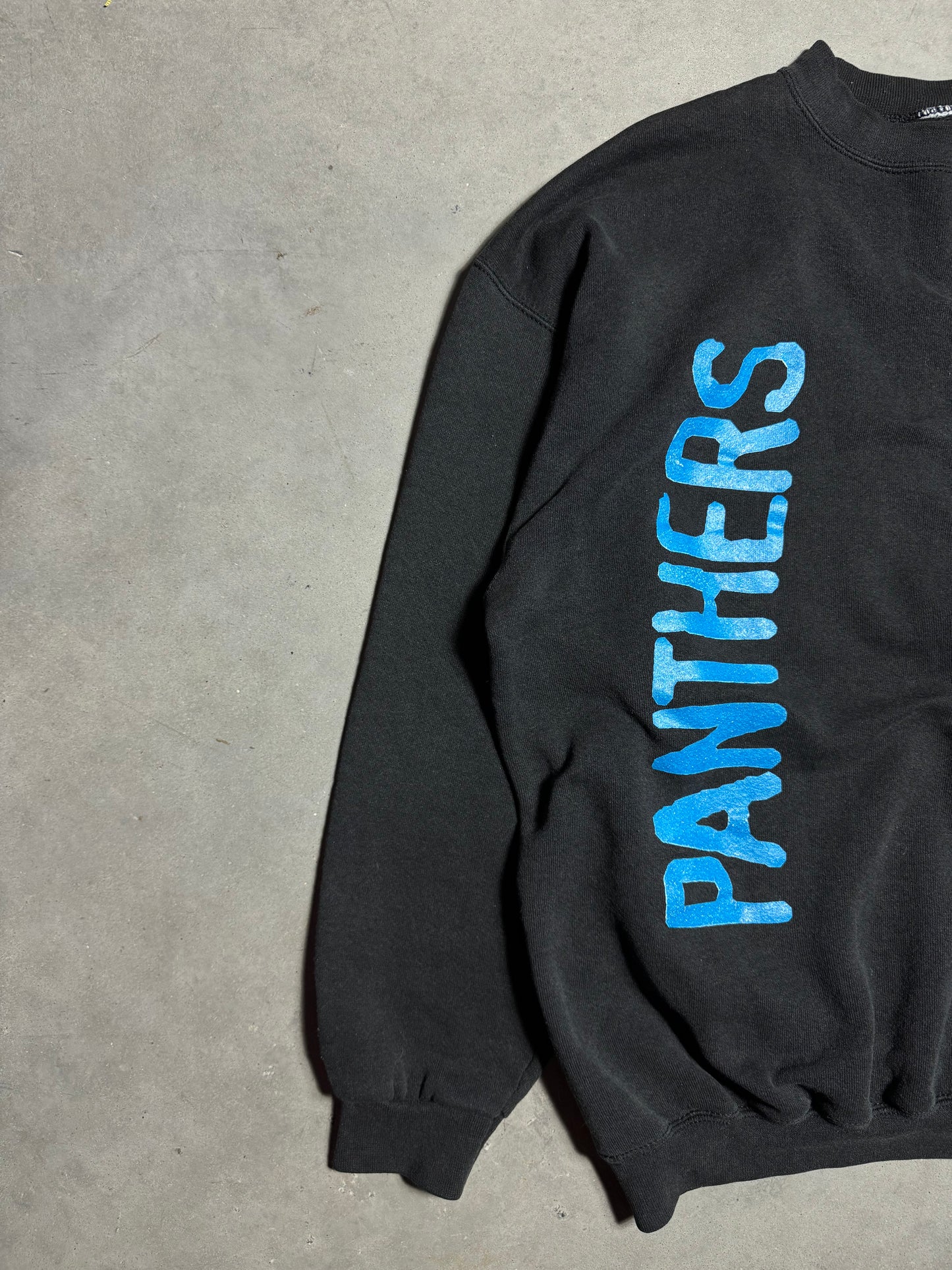 90’s Carolina Panthers x Miller Lite Vintage Vertical Spellout Black NFL Crewneck (XL)