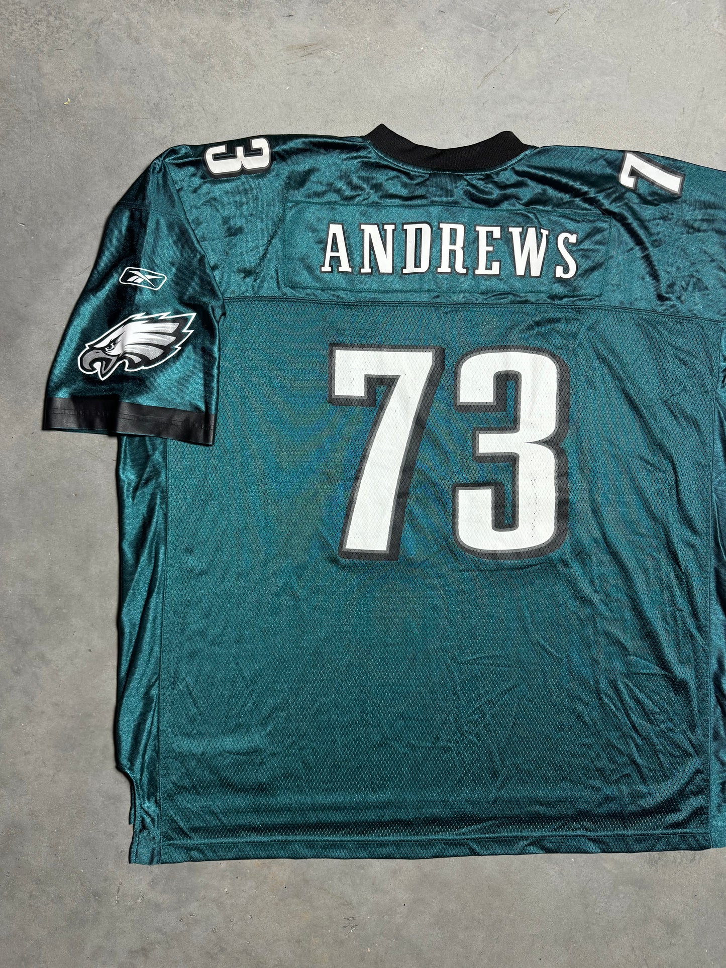 00’s Philadelphia Eagles Shawn Andrews Vintage Midnight Green Reebok NFL Jersey (5XL)