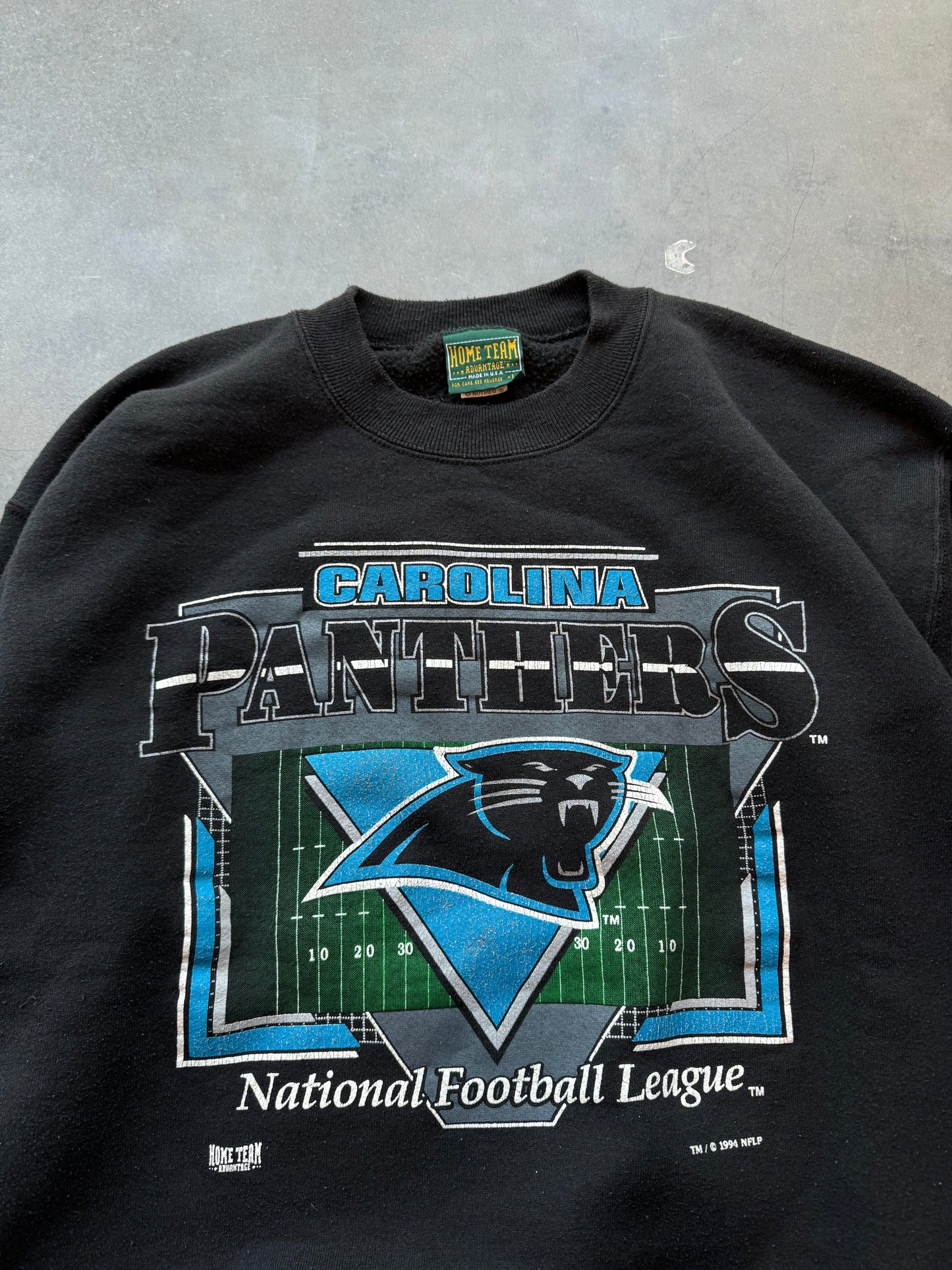 1994 Carolina Panthers Vintage Black Nutmeg Mills Heavyweight NFL Crewneck (Large)