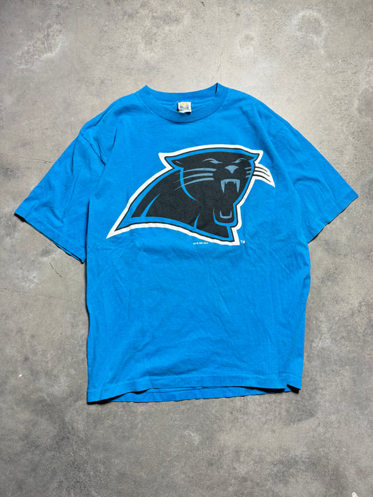 1995 Carolina Panthers Vintage Inaugural Season Blue Big Logo NFL Tee (XL)