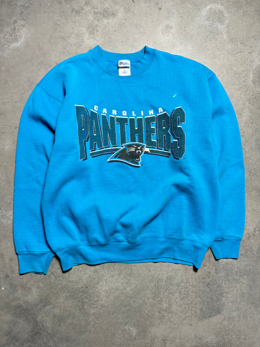 1997 Carolina Panthers Vintage Electric Blue Pro Player Heavyweight NFL Crewneck (XL)