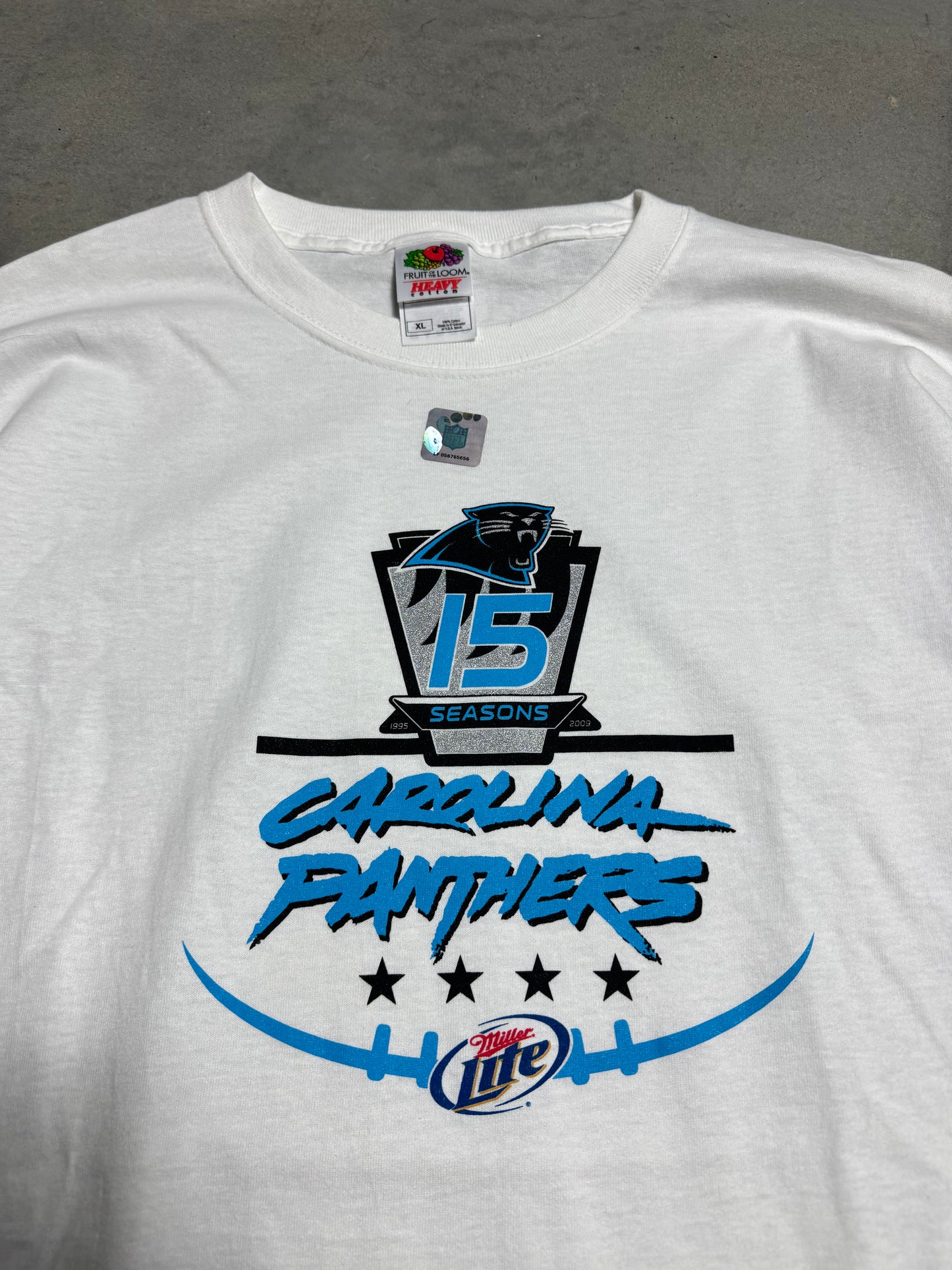 2009 Carolina Panthers x Miller Lite 15th Team Anniversary Vintage NFL Tee - Deadstock (XL)