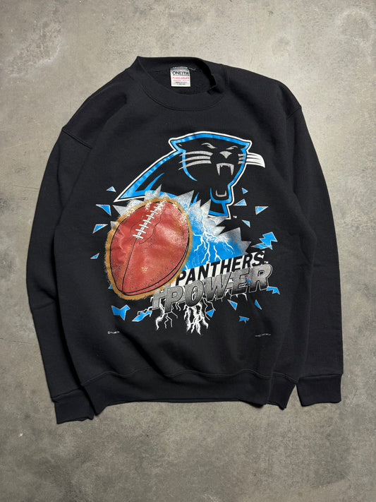 1993 Carolina Panthers Vintage Black “Panthers Power” Breakthrough NFL Crewneck (Large)