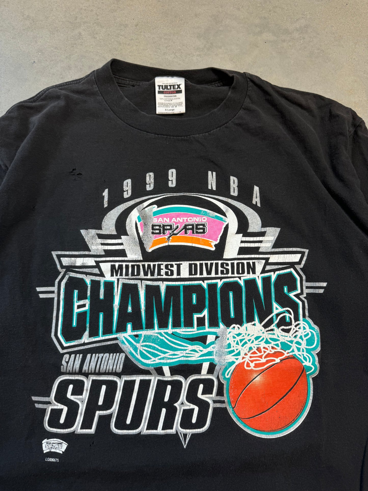 1999 San Antonio Spurs Vintage Midwest Division Champions NBA Tee (XL)