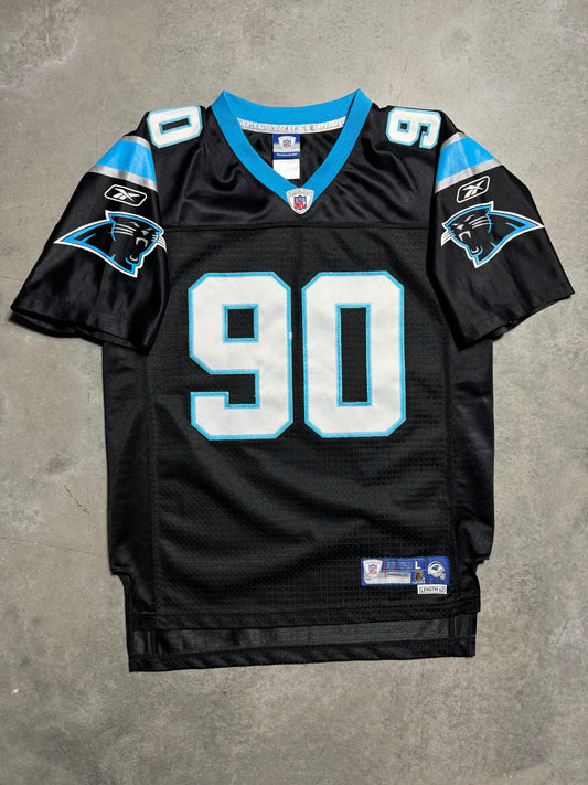 00’s Carolina Panthers Julius Peppers Vintage Black Reebok Stitched NFL Jersey (Youth Large)