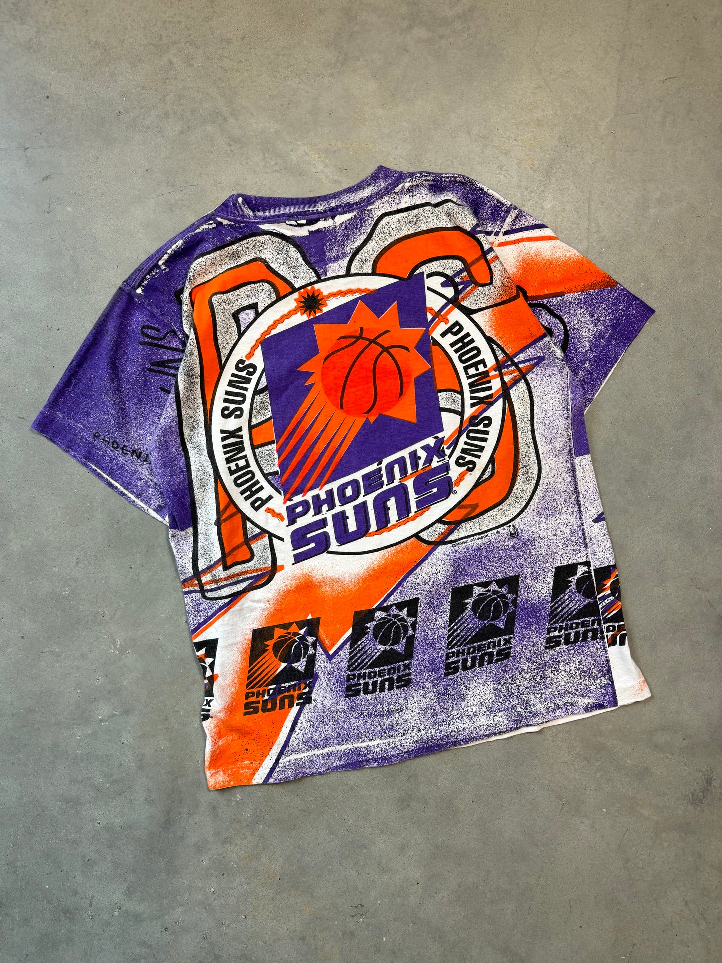 90’s Phoenix Suns Vintage All Over Print NBA Tee Magic Johnson Tees (Medium)