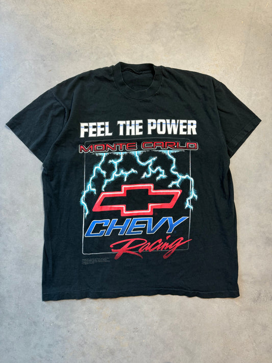 90’s Chevy Racing Vintage Feel the Power Monte Carlo Lightning Print Tee (XXL)