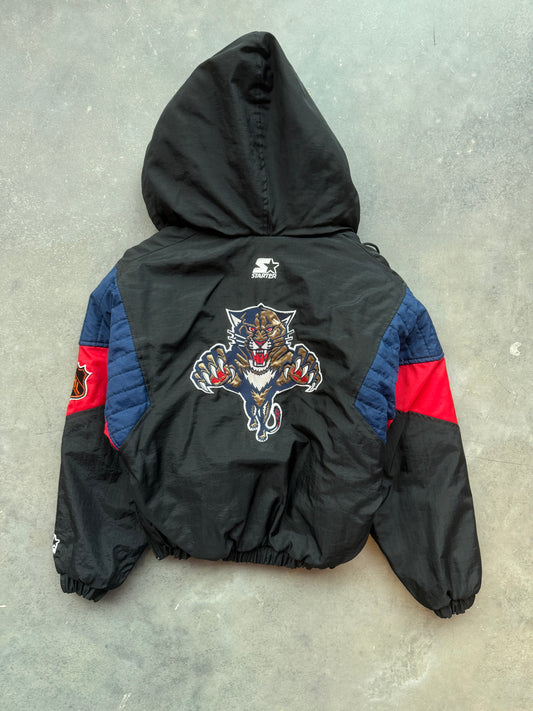 90’s Florida Panthers Vintage Black Starter NFL Half Zip Puffer Jacket (Youth Small)