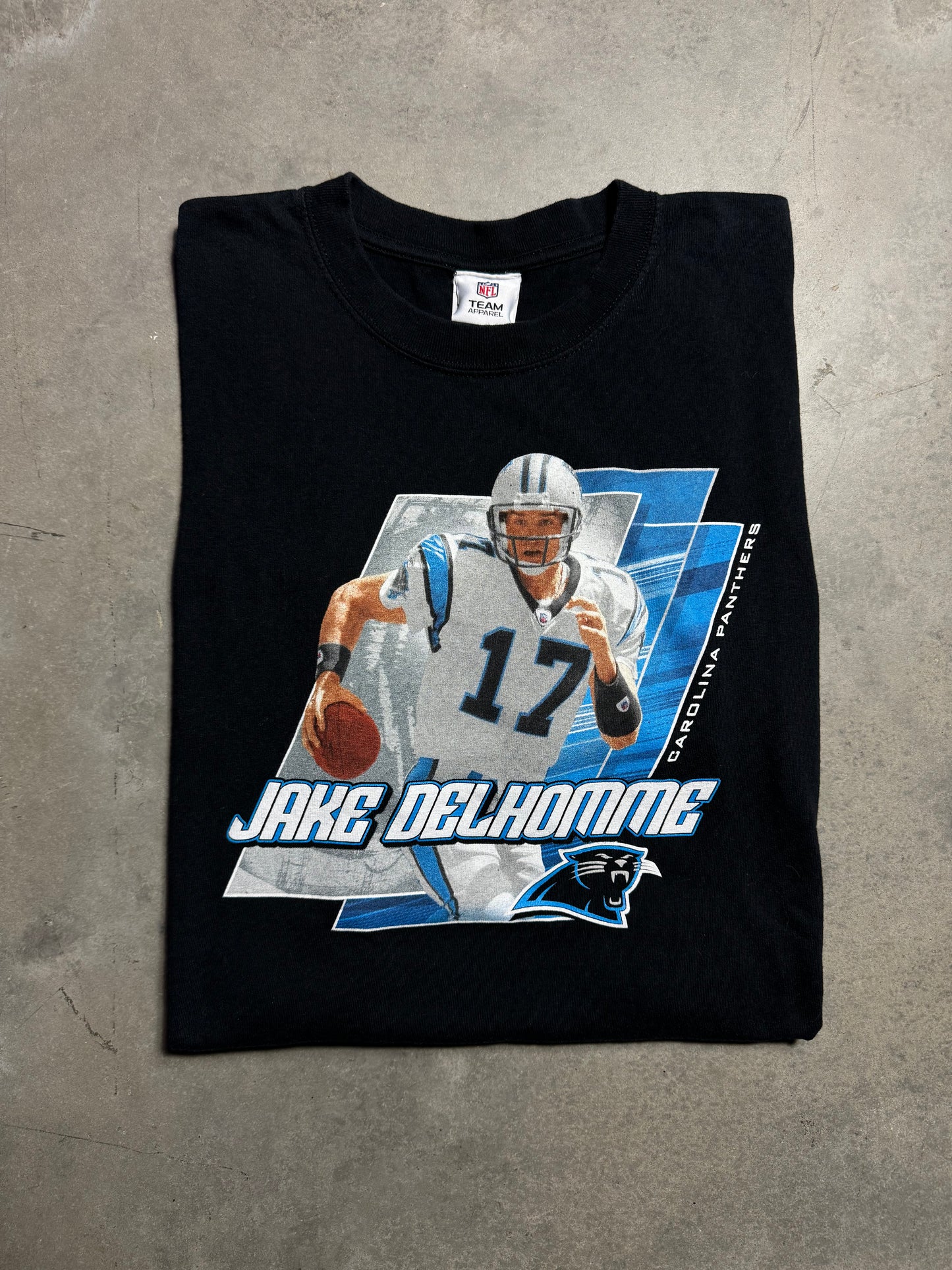 00’s Carolina Panthers Jake Delhomme Vintage Black NFL Player Tee (XL)