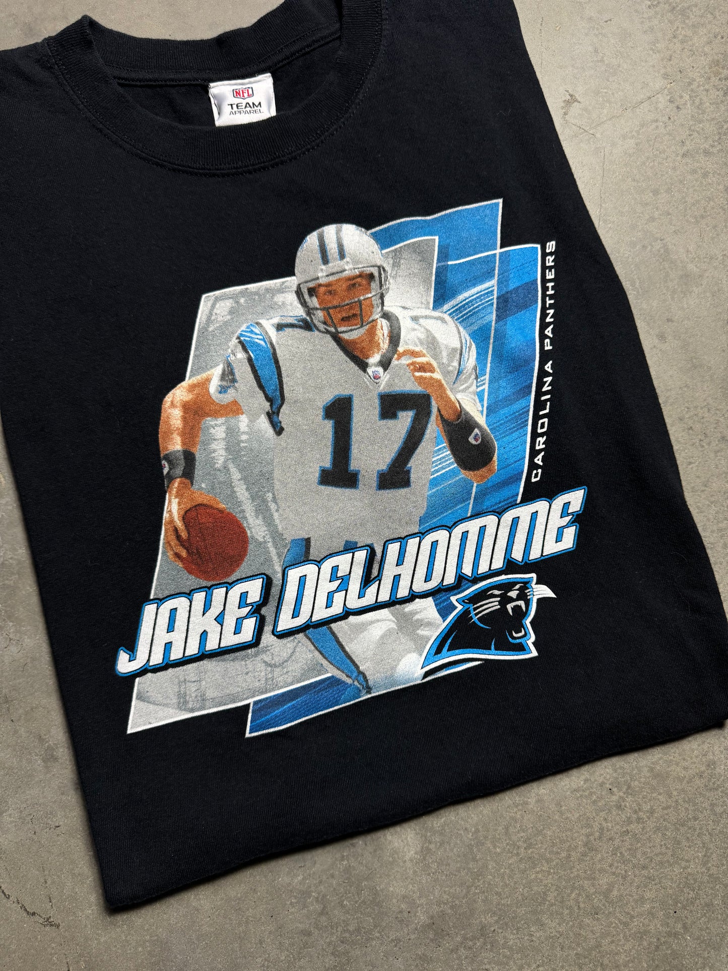 00’s Carolina Panthers Jake Delhomme Vintage Black NFL Player Tee (XL)