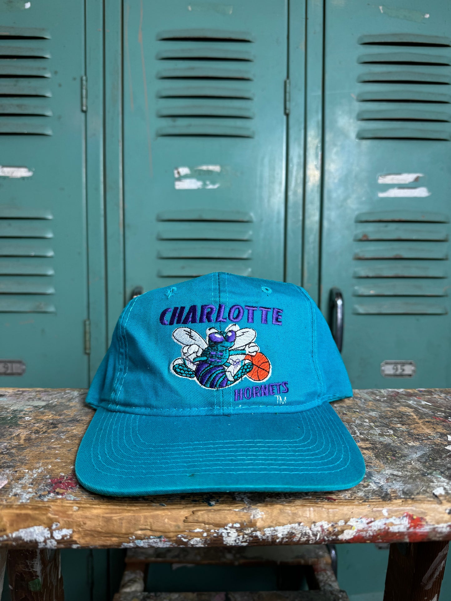 90’s Charlotte Hornets Vintage Teal NBA Snapback Hat (OSFA)