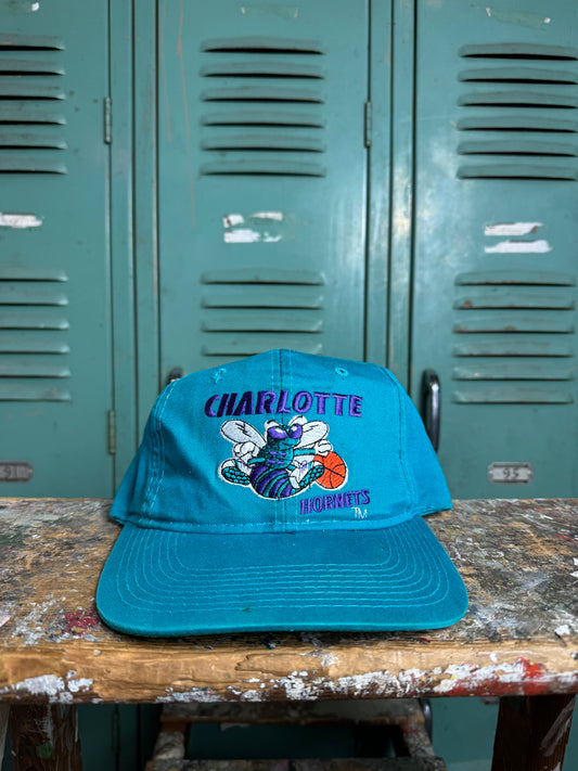 90’s Charlotte Hornets Vintage Teal NBA Snapback Hat (OSFA)