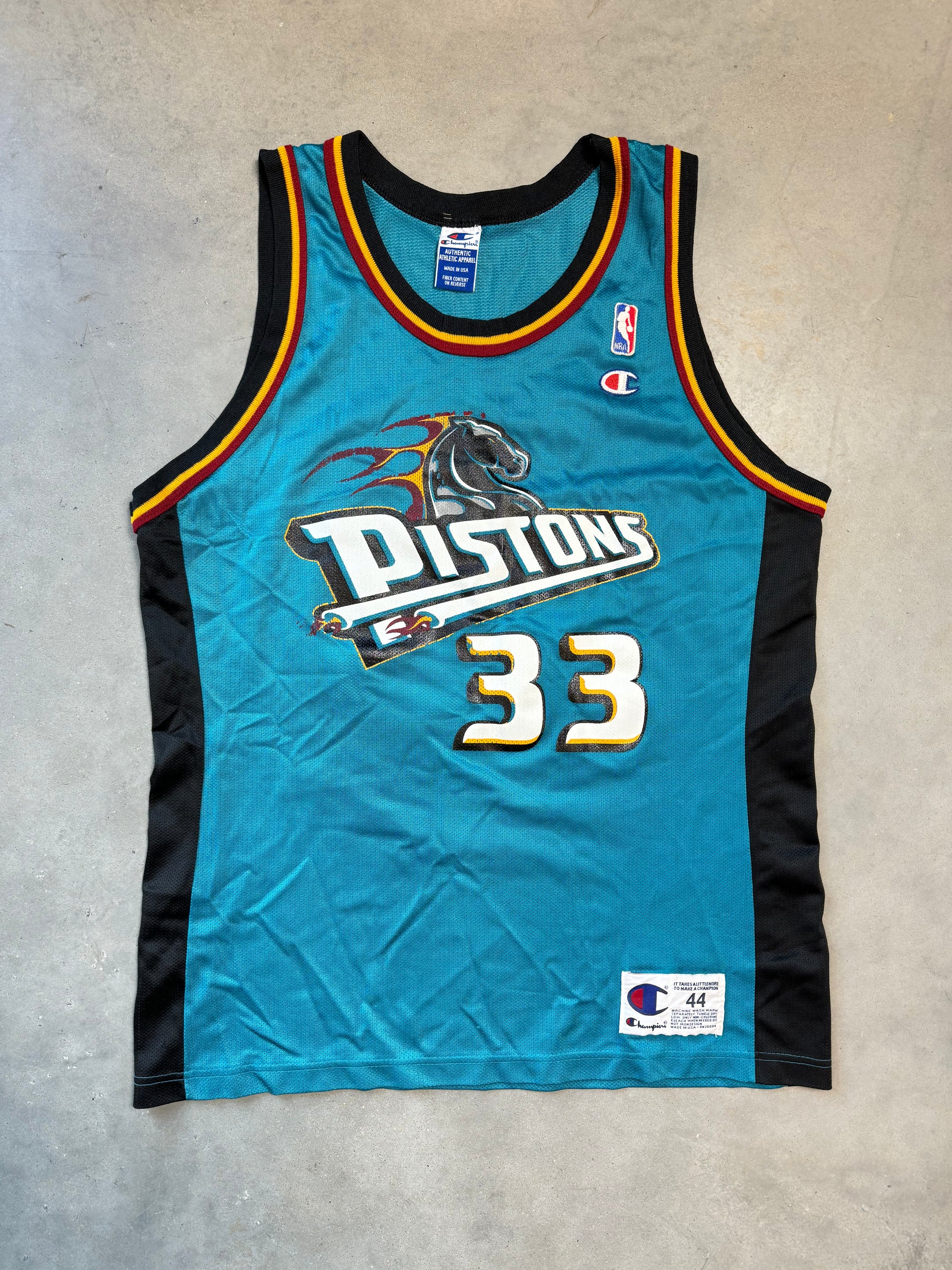 90's Detroit Pistons Grant Hill Vintage Teal Big Horse Champion