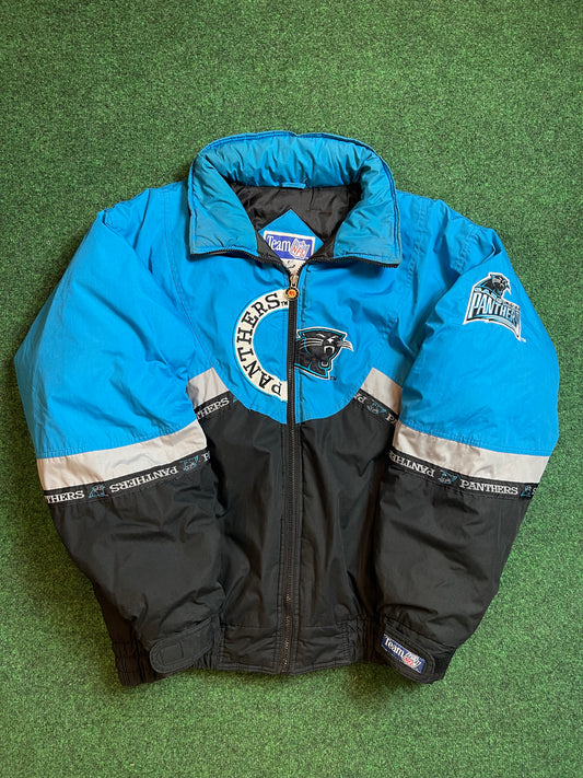 90’s Carolina Panthers Vintage Triple Fat Goose Logo Lined NFL Puffer Jacket (XL)